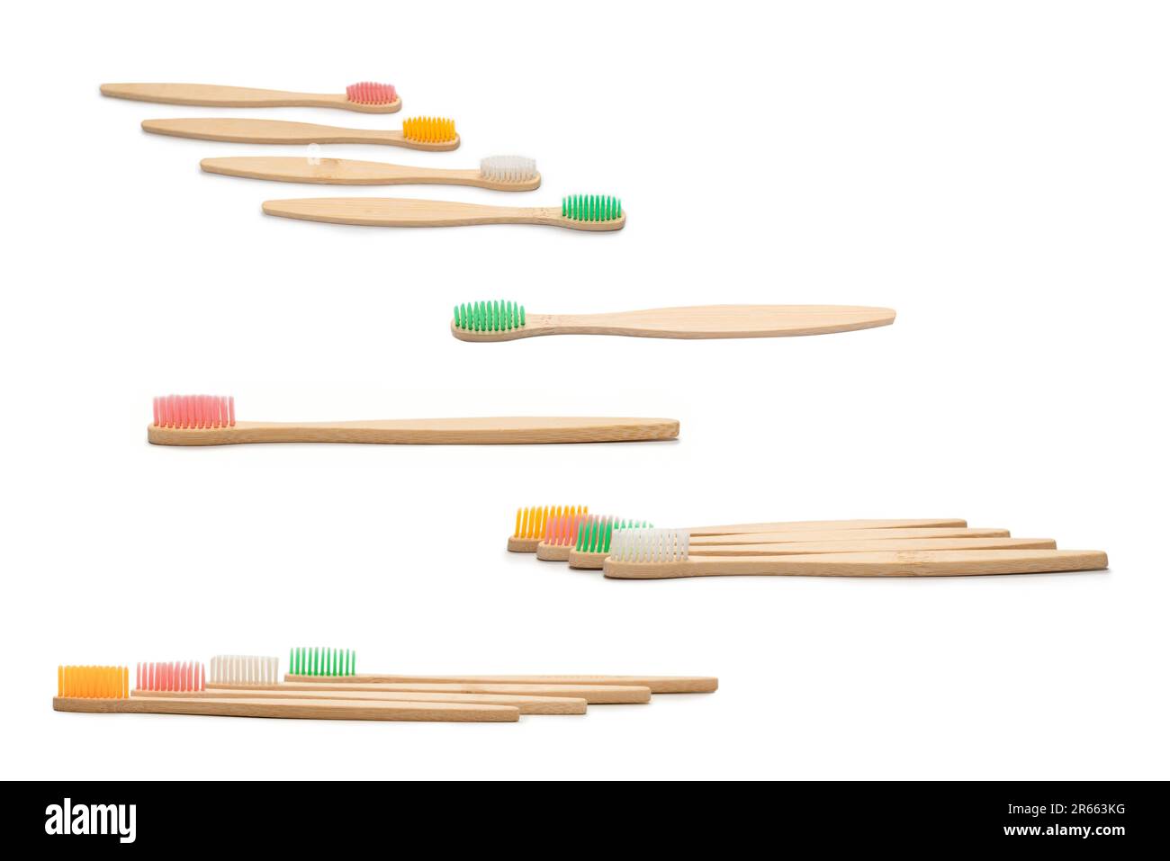 Bamboo toothbrush isolated on a white background. Top view Stock Photo ...