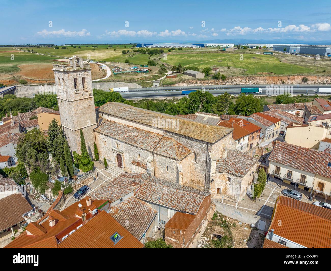 Church of Our Lady of the Assumption in Torija municipality located in the province of Guadalajara, Castilla-La Mancha, Spain. Stock Photo