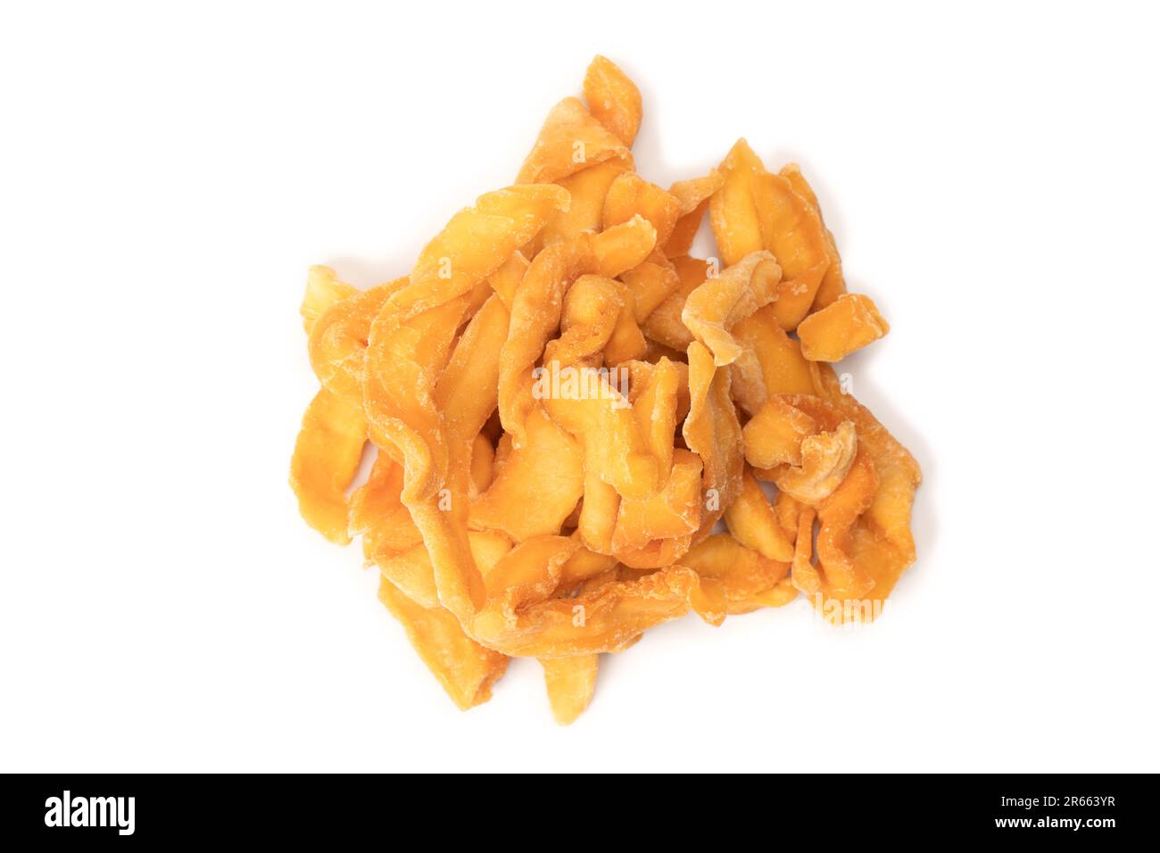 Dried melon slices isolated on a white background. Dried fruit. Stock Photo