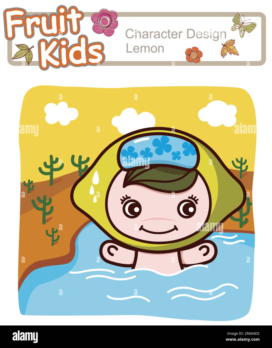 Kid enjoying spa in nature. Stock Vector