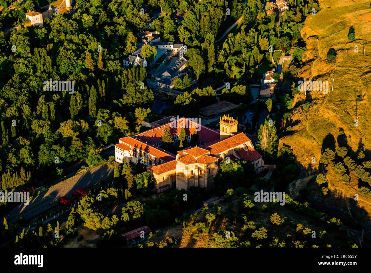 Aerial View. Monastery of Saint Mary of Parral - Monasterio de Santa María del Parral, is a Roman Catholic monastery of the enclosed monks of the Orde Stock Photo