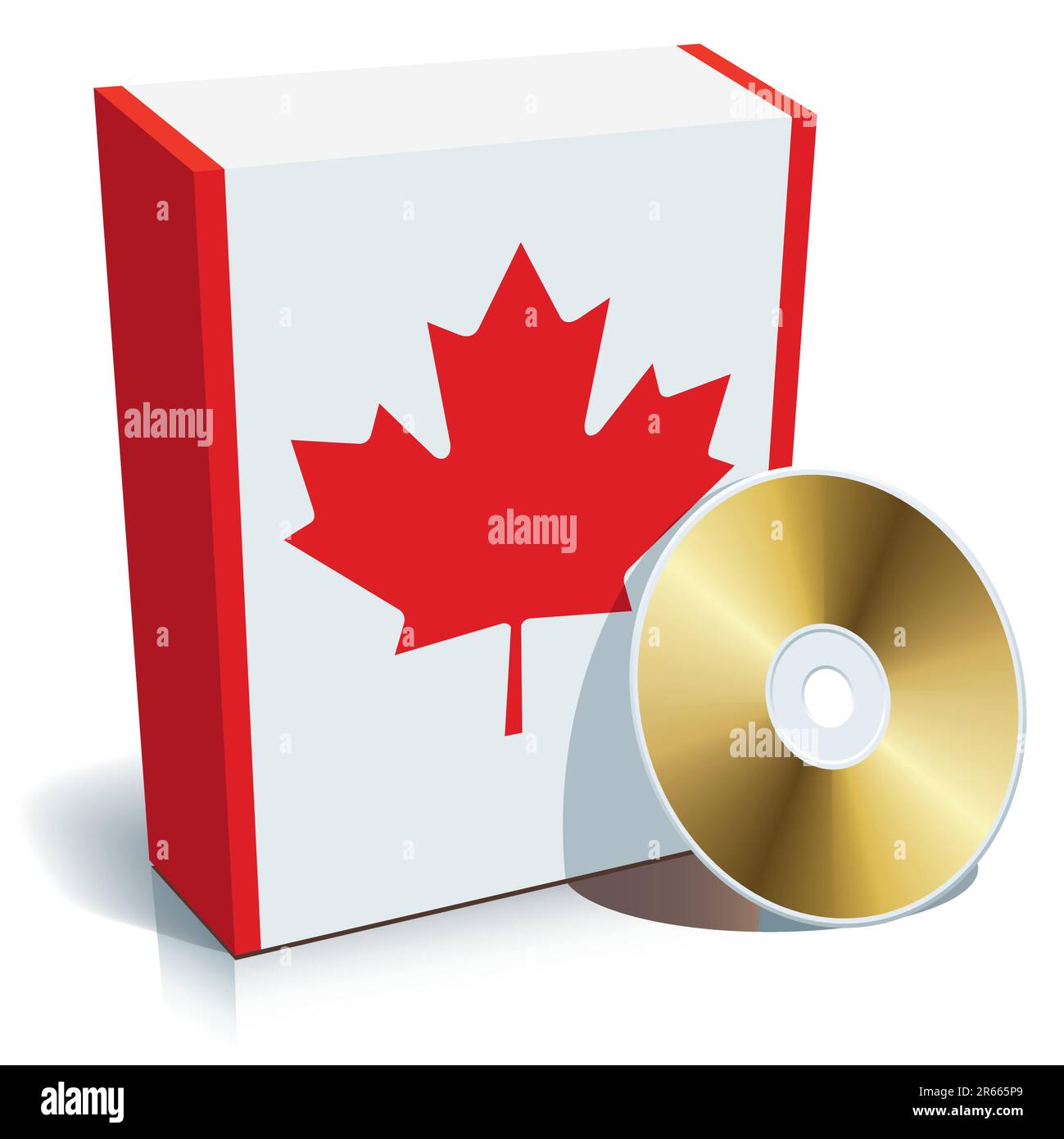 Canadian software box with national flag colors and CD. Stock Vector