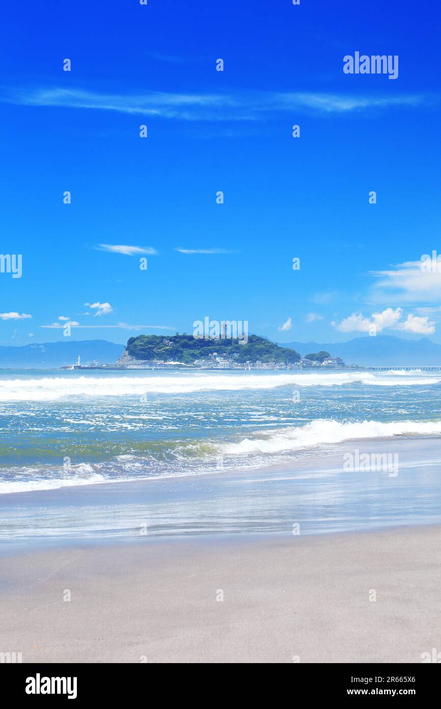 Enoshima Island and the Sea of Shonan in Summer Stock Photo