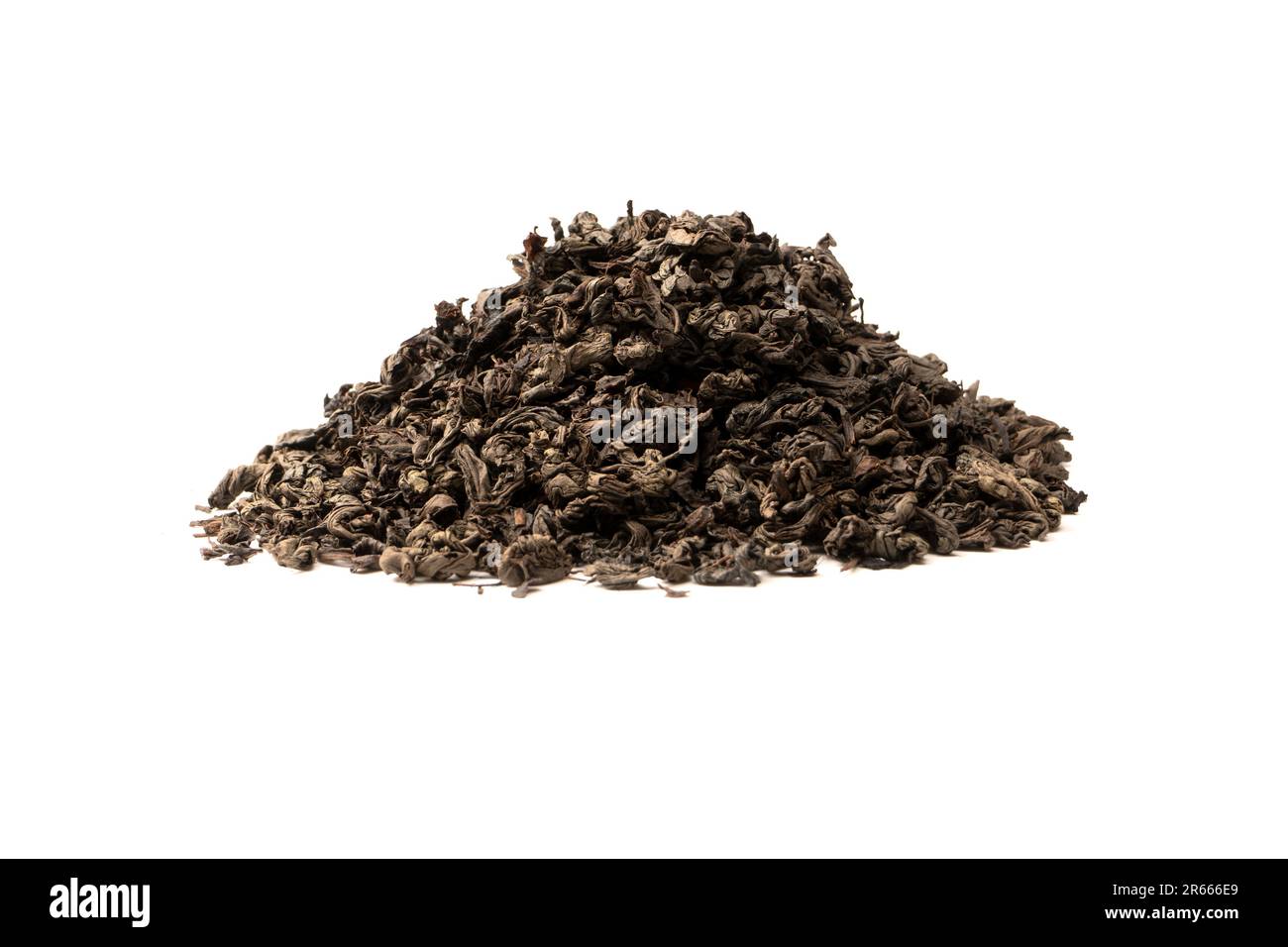 Dried tea leaves isolated on a white background. Top view. Stock Photo