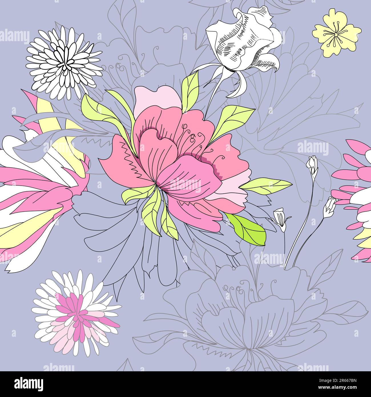 Seamless wallpaper with flowers Stock Vector Image & Art - Alamy