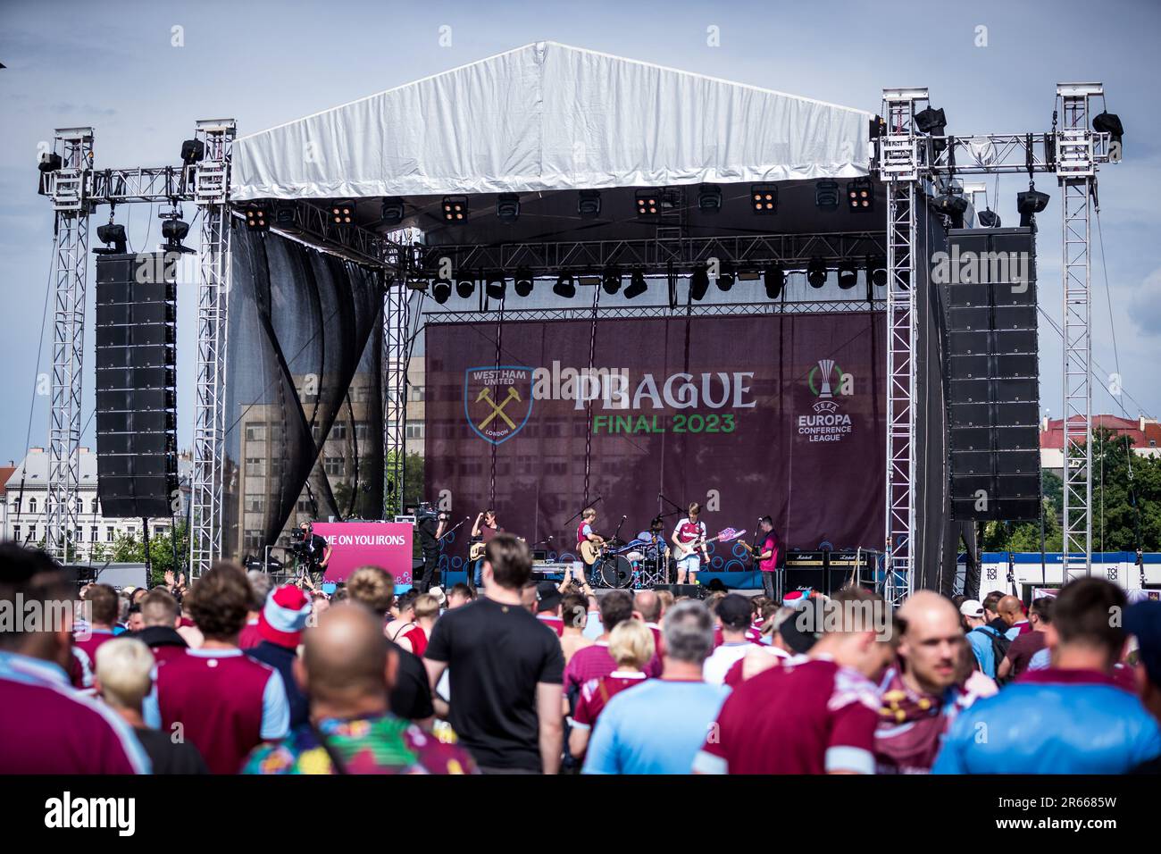 Prague, Czech Republic. 07th June, 2023. West Ham United fan zone prior