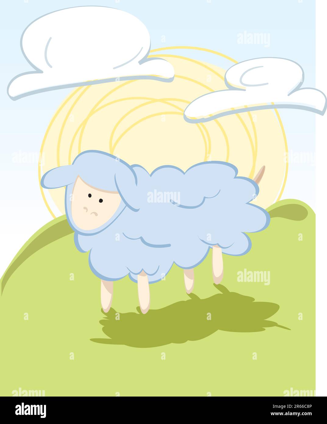 Illustration of a Lamb in the meadow on a sunny day Stock Vector