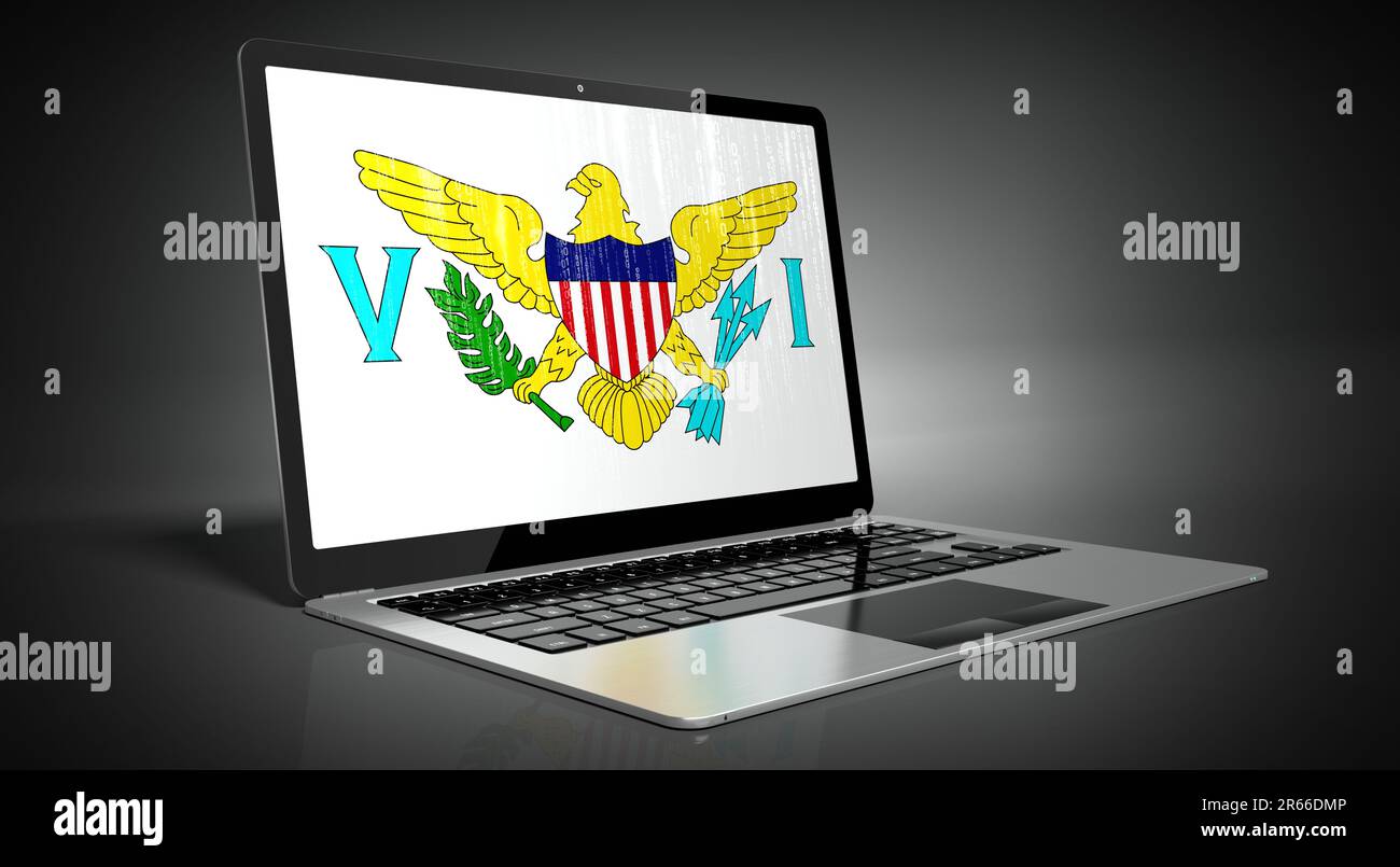 American Virgin Islands - country flag and binary code on laptop screen ...