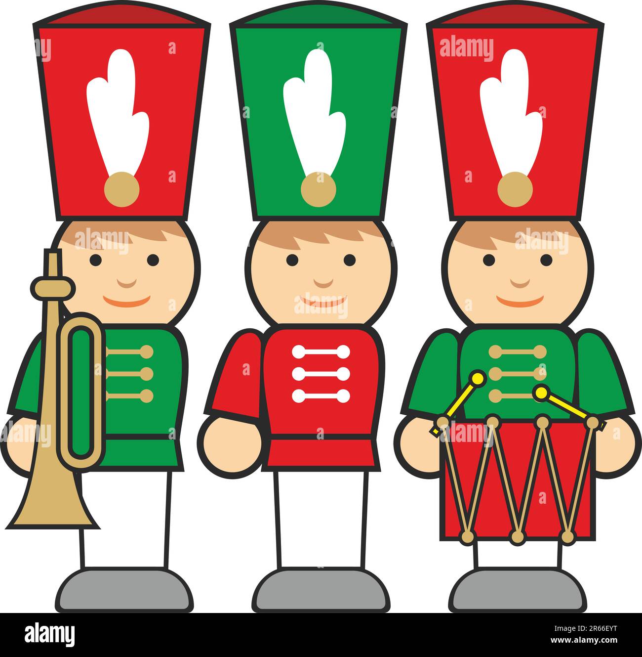 fully editable vector illustration of isolated wooden soldiers Stock Vector