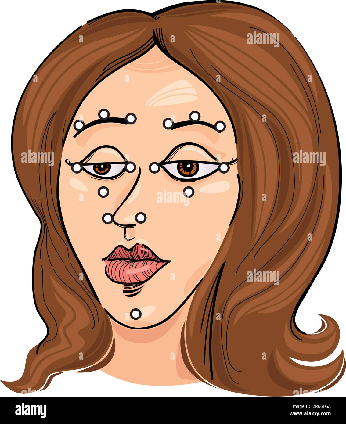 Illustration of acupressure points on face Stock Vector