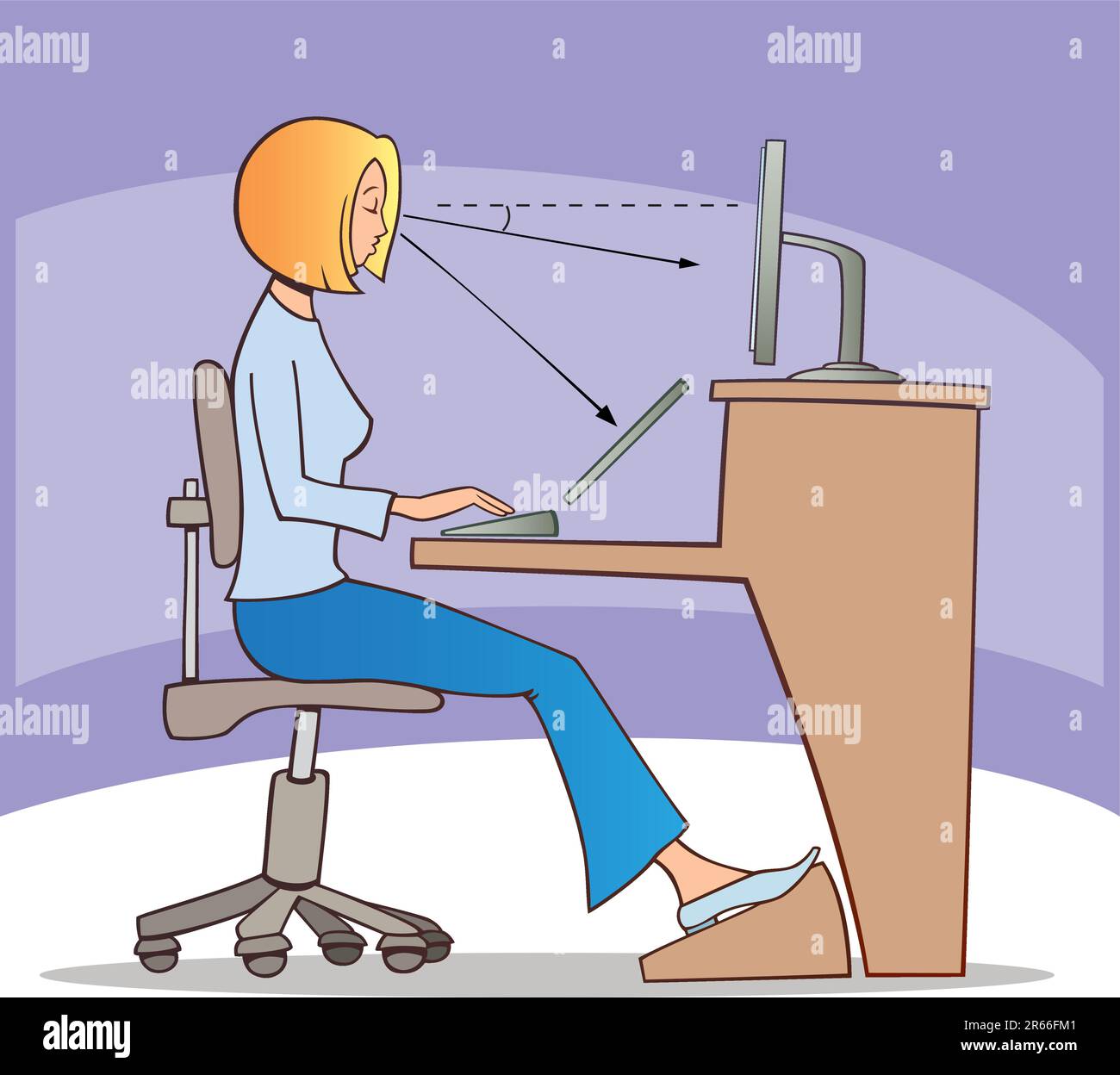 Illustration of proper way of working on computer Stock Vector Image ...