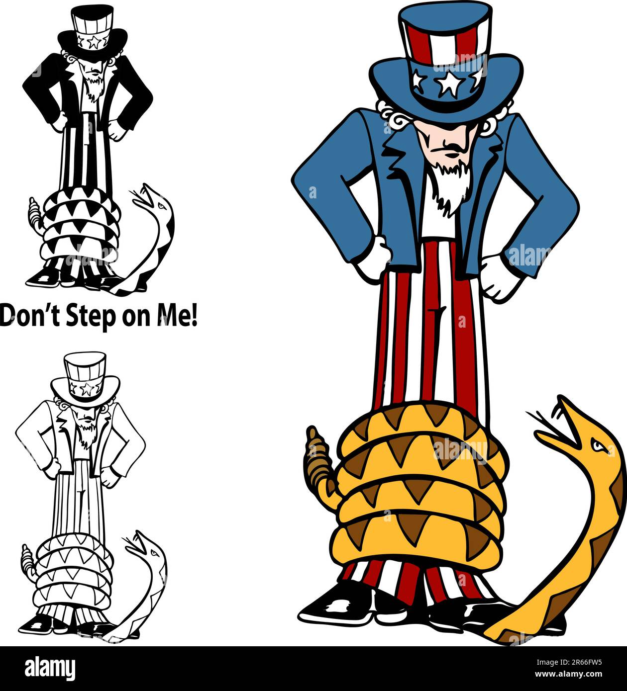 An image of a tea party rattlesnake with Uncle Sam. Stock Vector