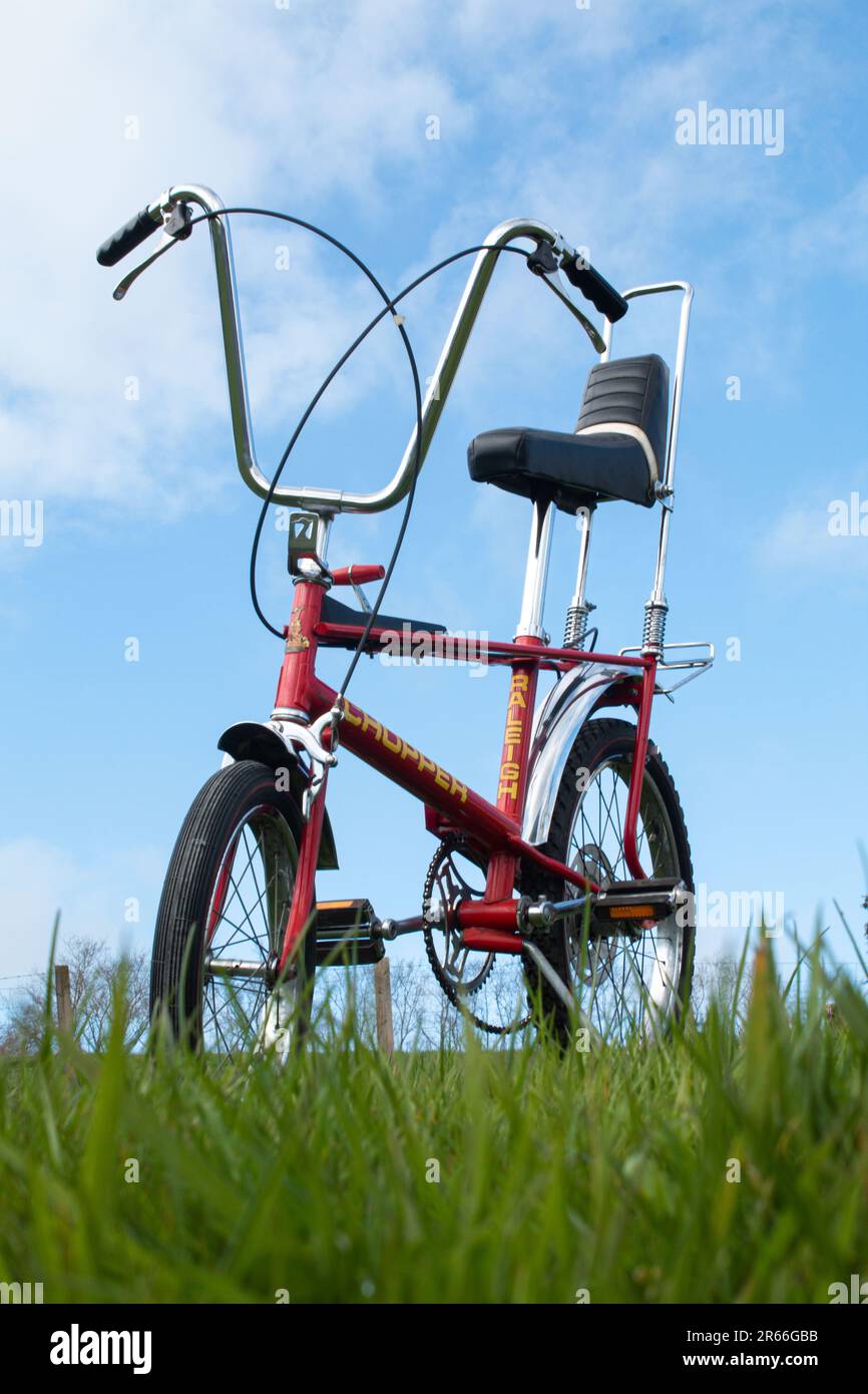 Raleigh Chopper Bike with Sky Background in Wales Stock Photo