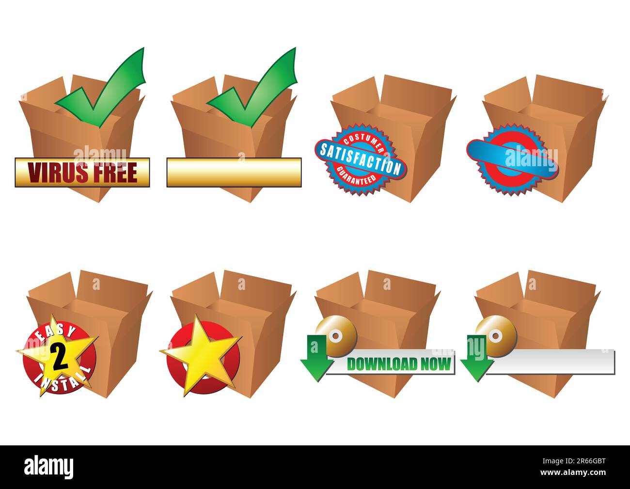Promotional icons normally used on the web. Samples and blanks Stock ...