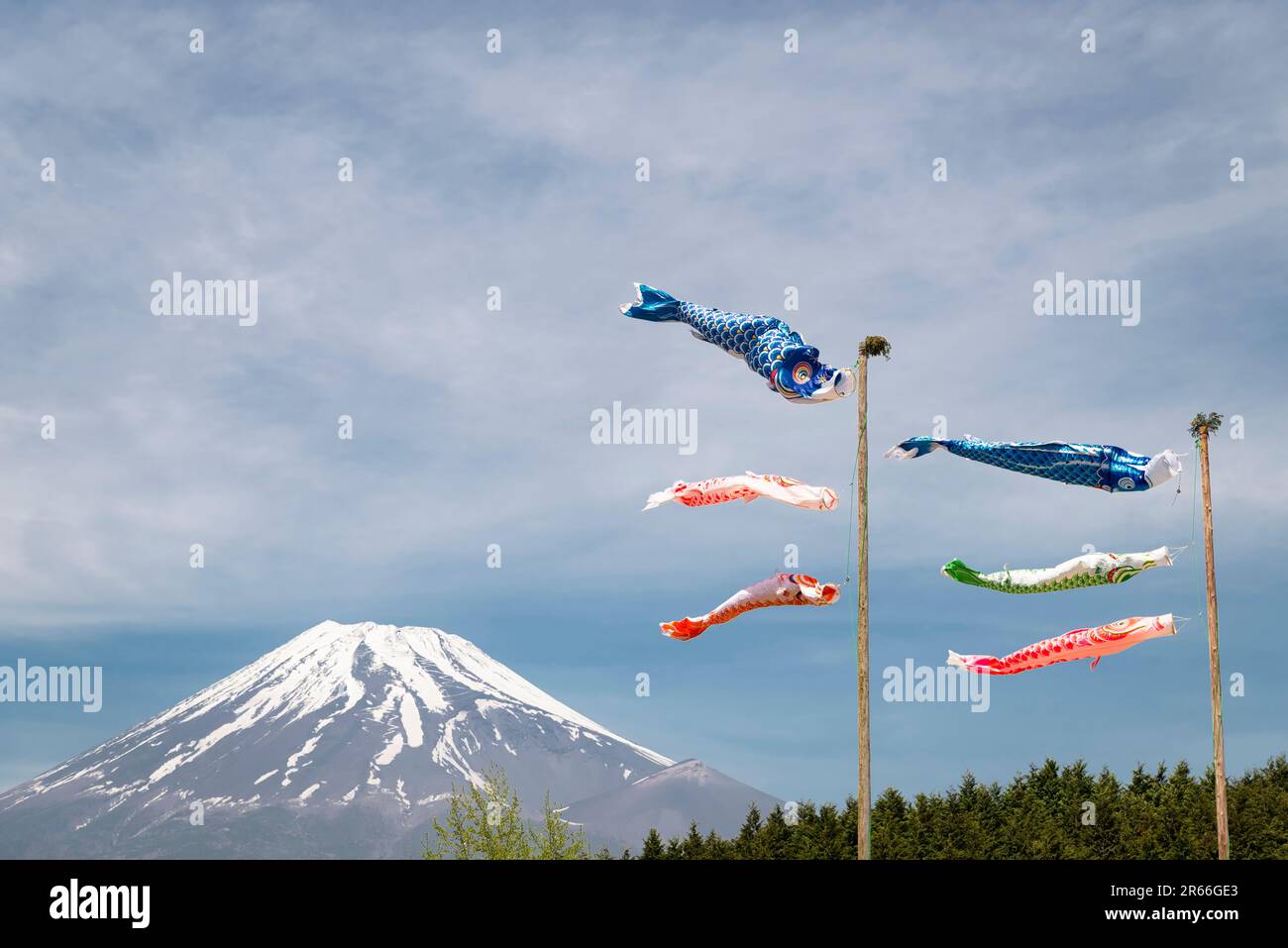 Mount Fuji and carp banner Stock Photo