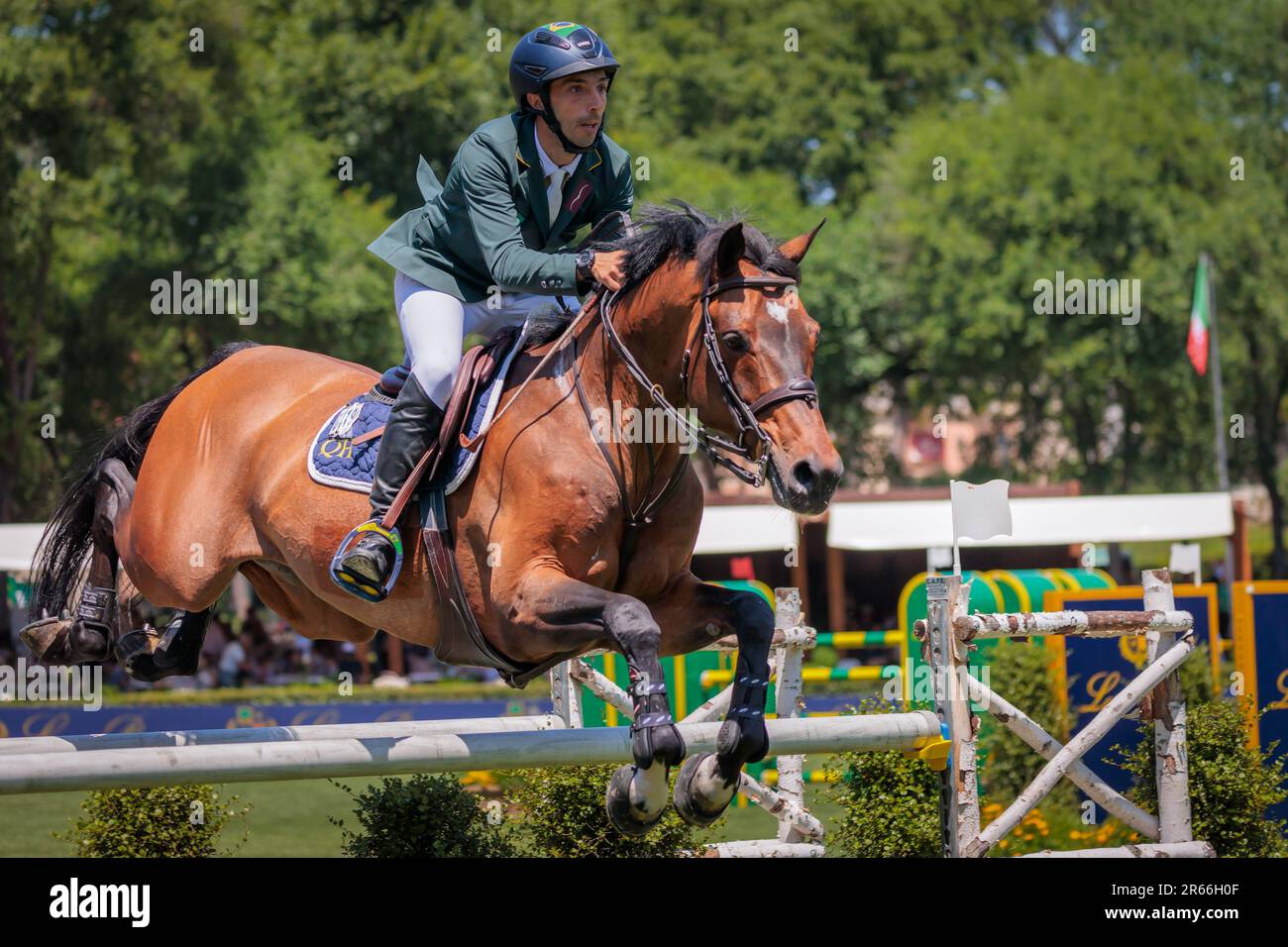 Rome, Italy. 27th May, 2023. Yuri Mansur (BRA) during the 90° CSIO ROMA 2023, Nations Cup - 1.55m - 110.000 EUR - LR - LORO PIANA TROPHY, at Piazza di Siena in Rome, Italy. Stock Photo