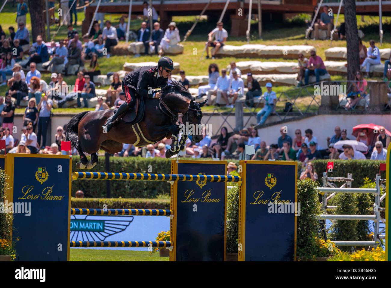 Rome, Italy. 27th May, 2023. Emanuele Gaudiano (ITA) during the 90° CSIO ROMA 2023, Nations Cup - 1.55m - 110.000 EUR - LR - LORO PIANA TROPHY, at Piazza di Siena in Rome, Italy. Stock Photo