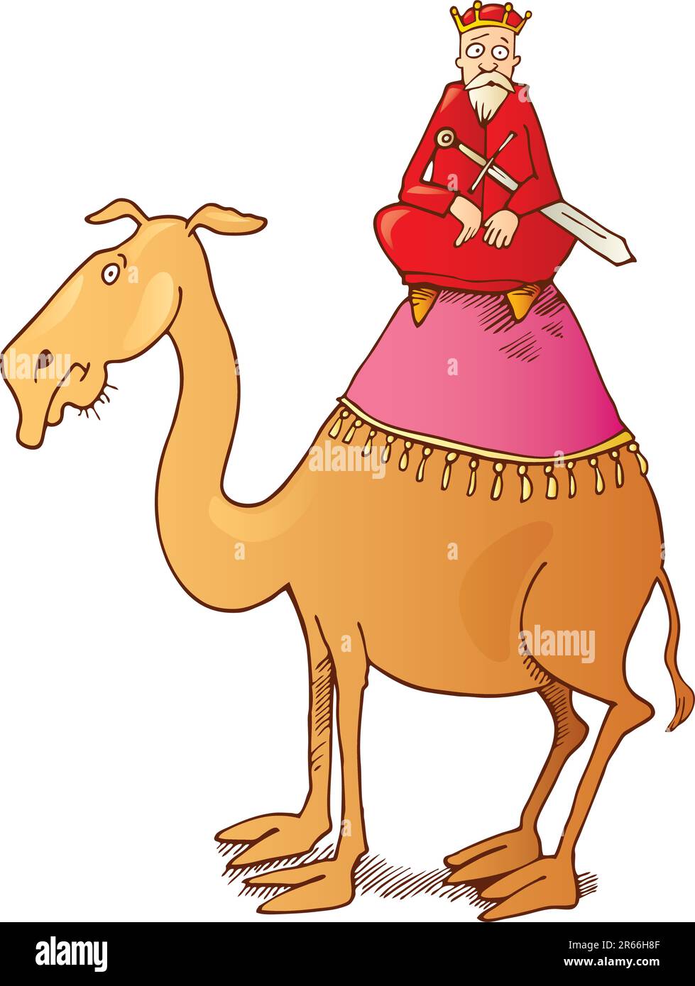 Illustration of one of three kings on camel Stock Vector