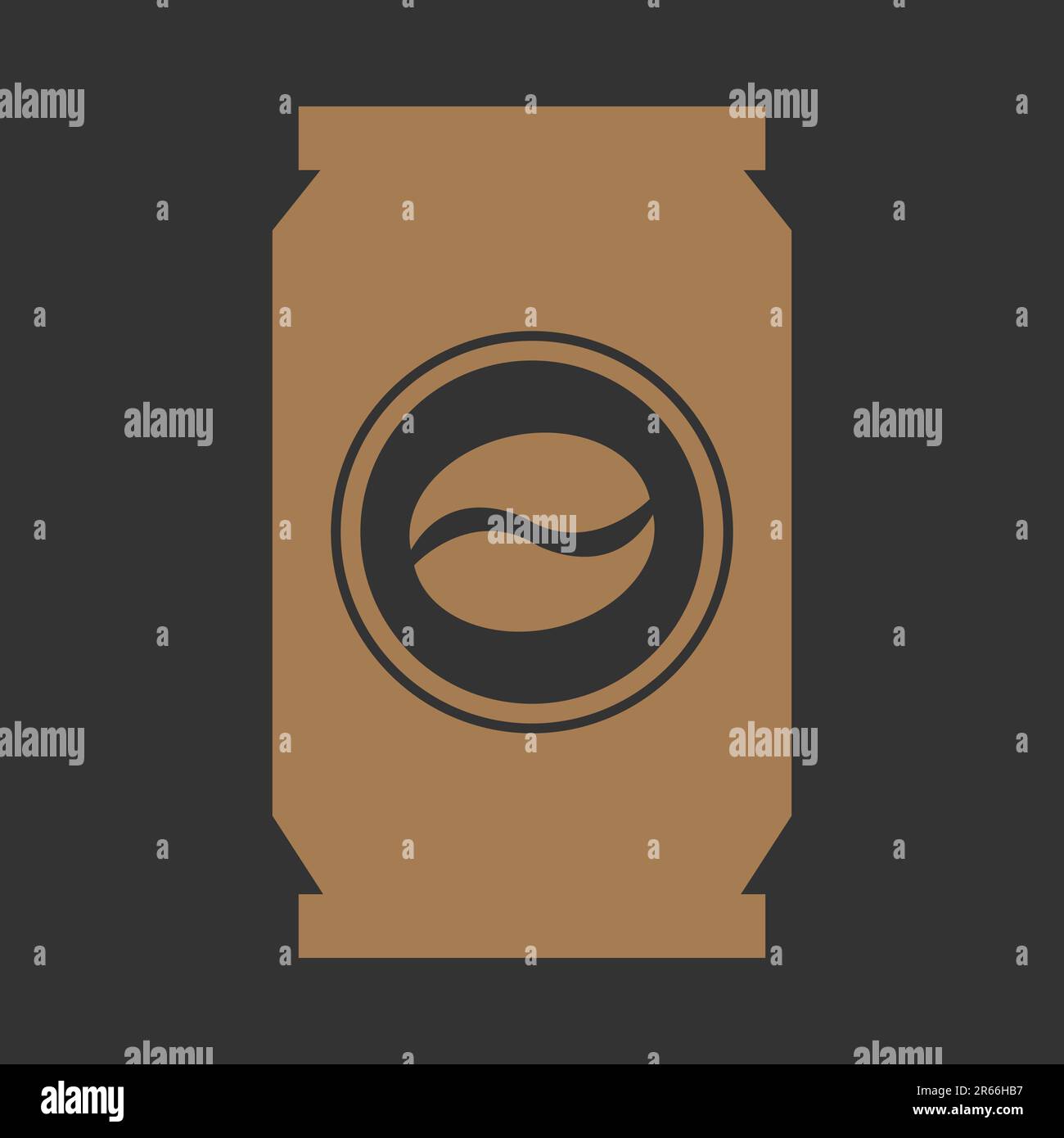 Flat in black and white mobile application coffee bean paper bag icon