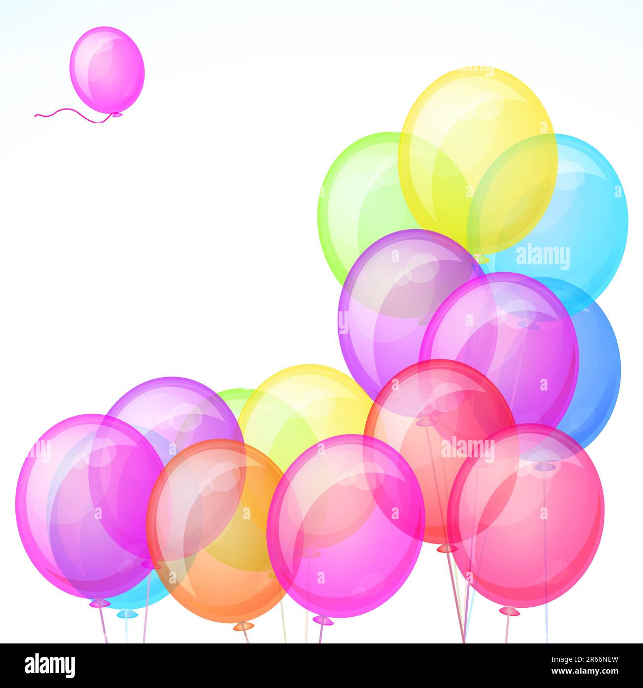 Group of colorful balloons isolated on white background Illustration ...
