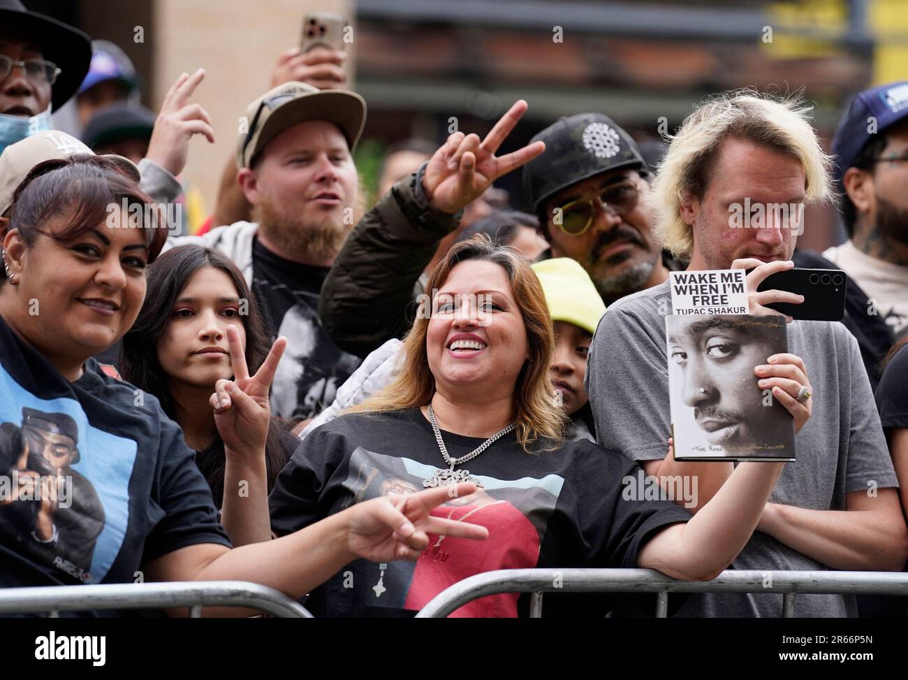 Fans attend a ceremony honoring the late rapper and actor Tupac Shakur with  a star on the Hollywood Walk of Fame on Wednesday, June 7, 2023, in Los  Angeles. (AP Photo/Chris Pizzello