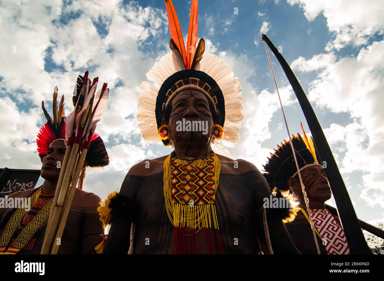 Brazil indigenous people face painting hires stock photography and
