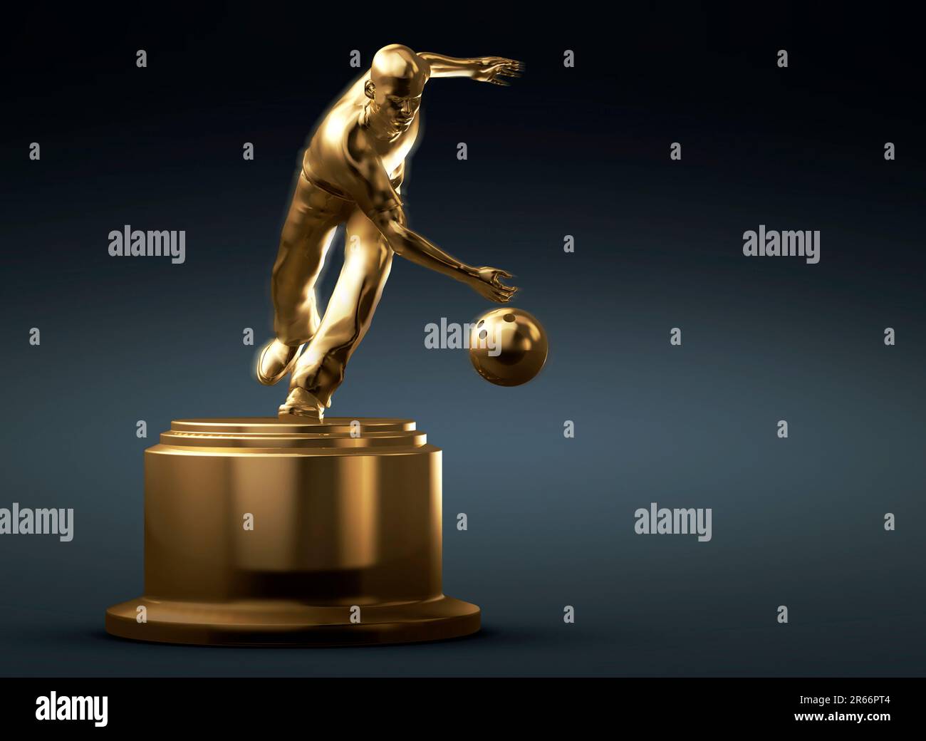 Gold Statue of a Bowling bowler Stock Photo
