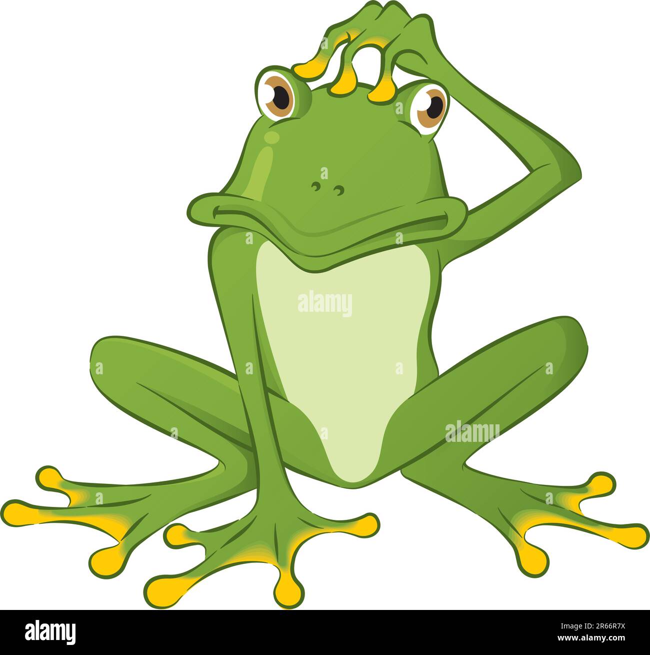 An illustration of a confuse frog. Stock Vector