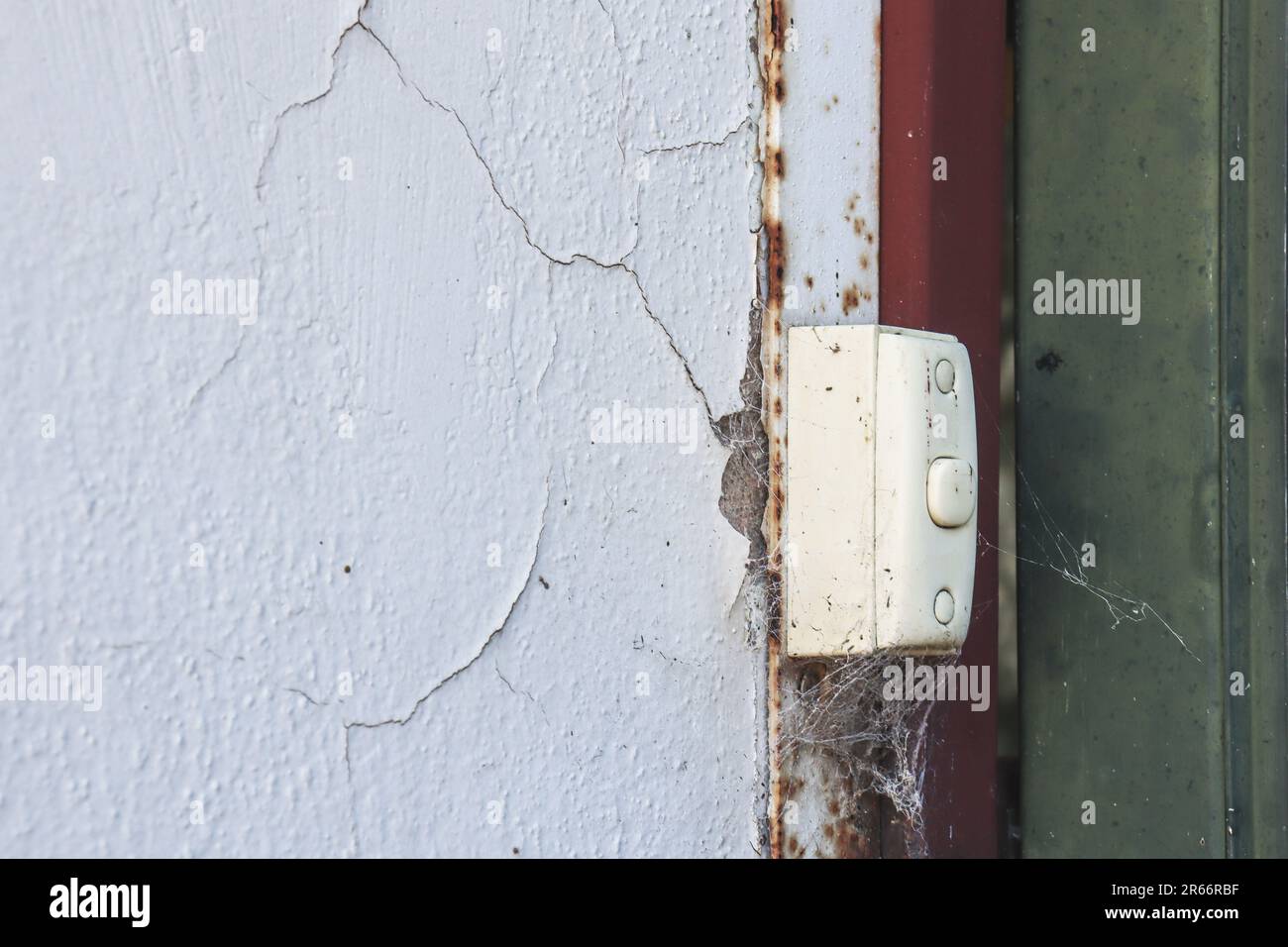 This image is a close-up shot of a doorbell, showing the details of its design and functionality Stock Photo