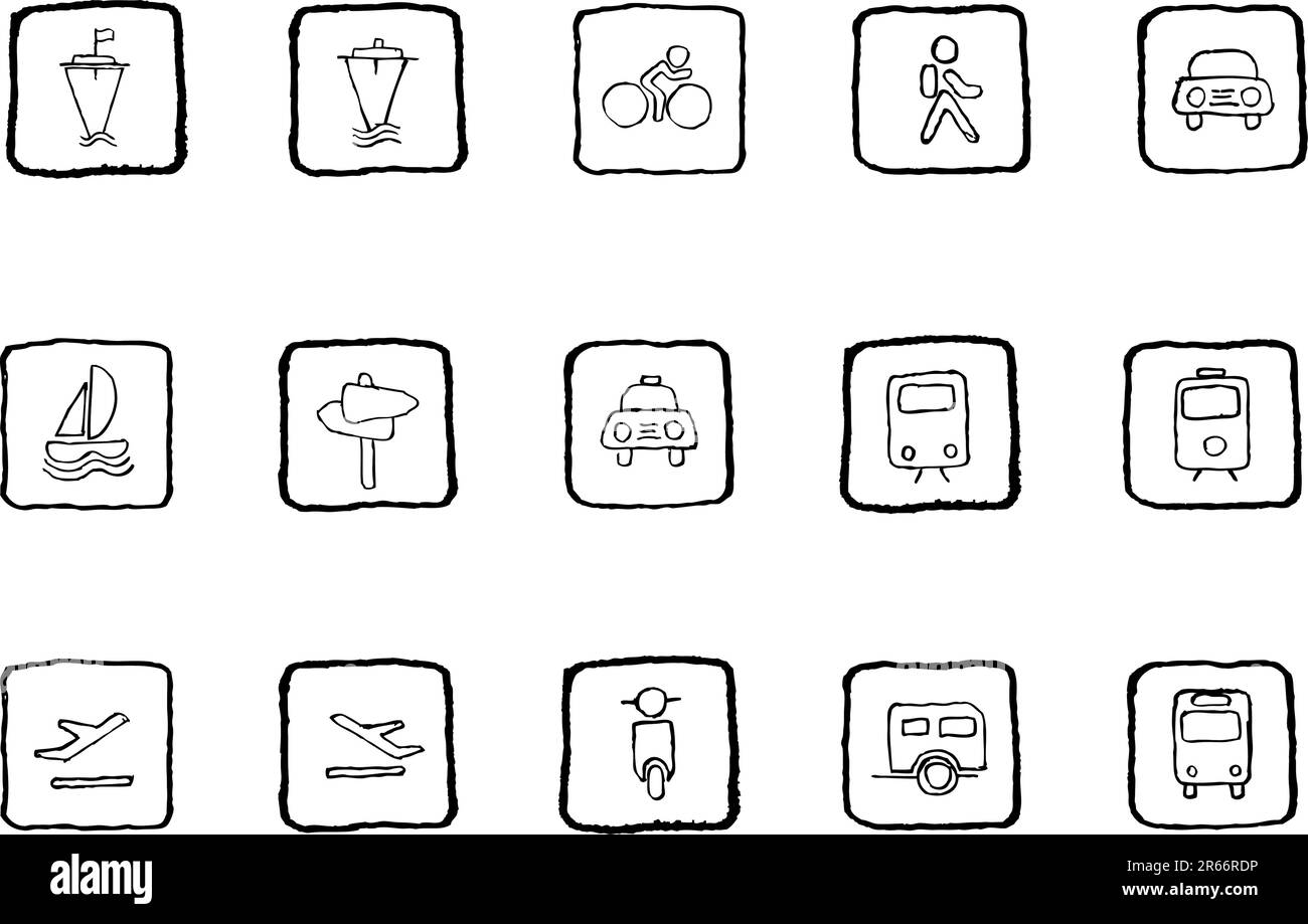 Transportation and Vehicle icons grunge line Stock Vector Image & Art ...