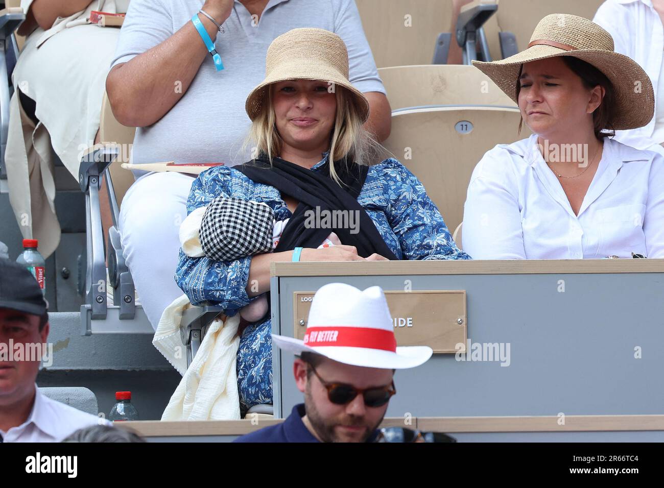 Paris, France. 07th June, 2023. Cindy Poumeyrol in the stands during French Open Roland Garros 2023 on Juin 07, 2023 in Paris, France. Photo by Nasser Berzane/ABACAPRESS.COM Credit: Abaca Press/Alamy Live News Stock Photo