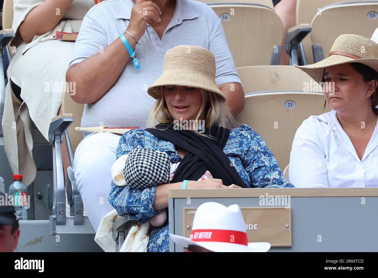 Paris, France. 07th June, 2023. Cindy Poumeyrol in the stands during French Open Roland Garros 2023 on Juin 07, 2023 in Paris, France. Photo by Nasser Berzane/ABACAPRESS.COM Credit: Abaca Press/Alamy Live News Stock Photo