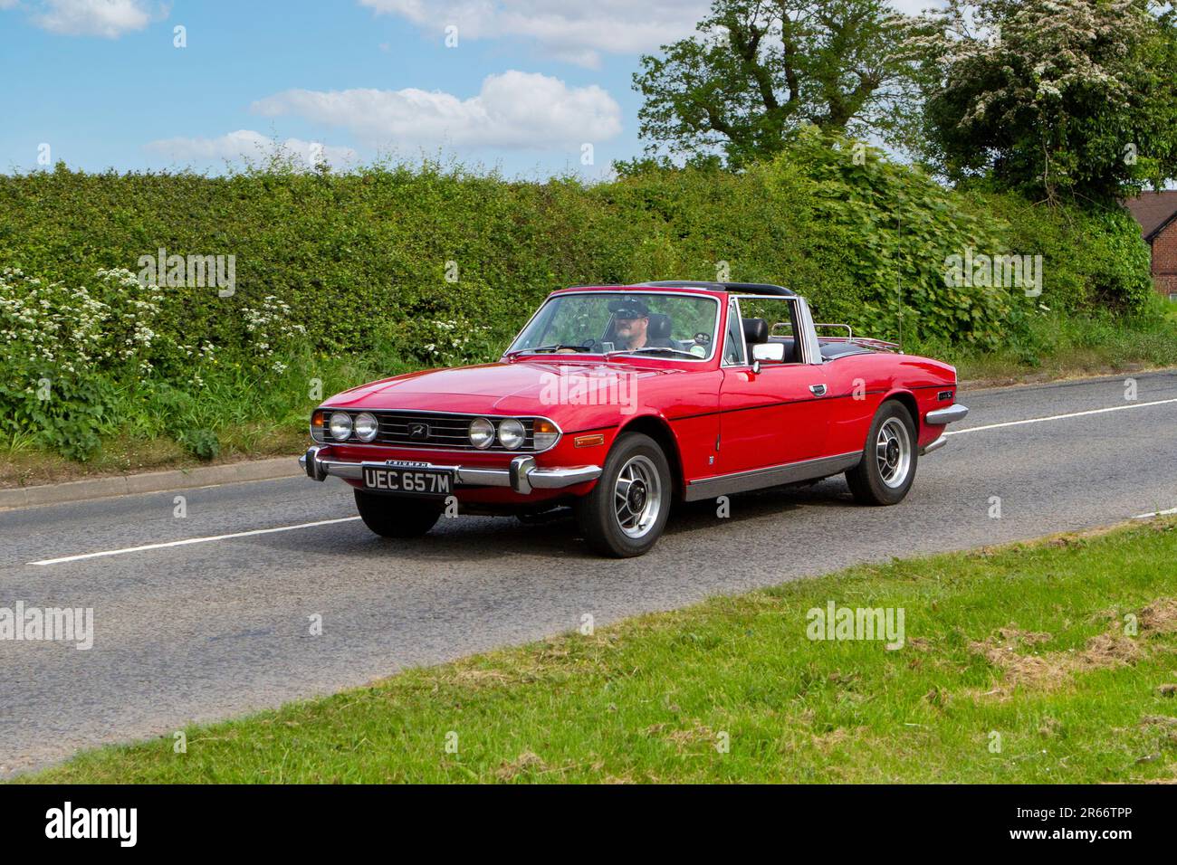 1974 Red Triumph Stag Classic vintage, sporty, sports car. Yesteryear