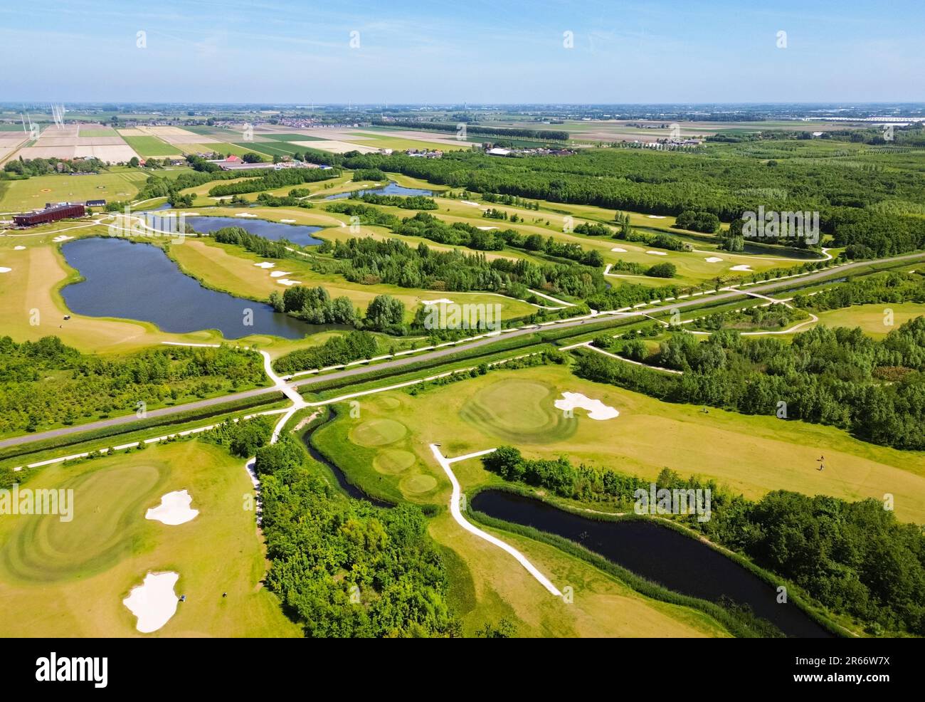 Aerial view of golf course 'Bentwoud' near the city of Zoetermeer, Netherlands Stock Photo