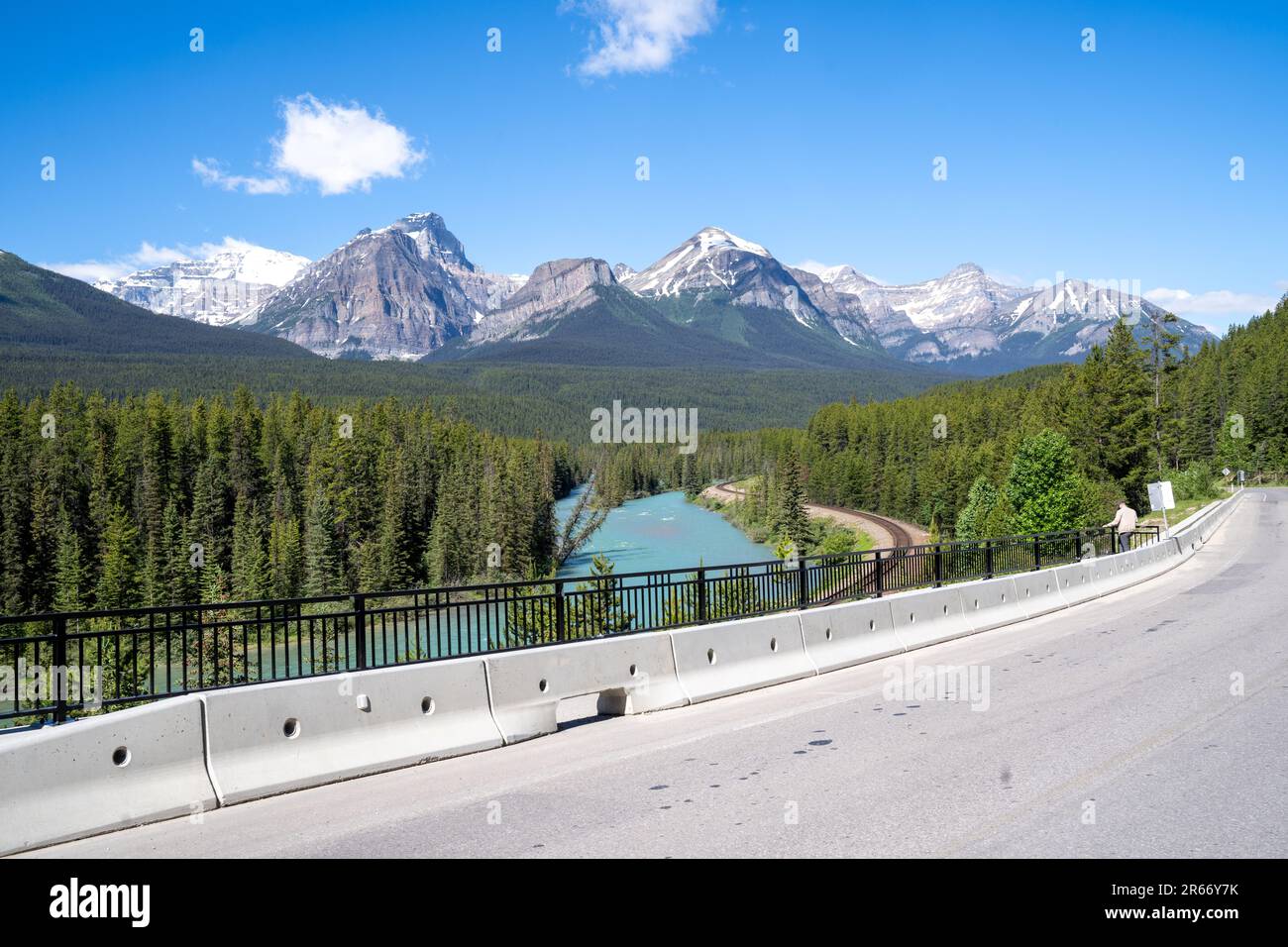 Canadian Viewpoint Viewing area for Morants Curve in Banff National Park, a popular ...