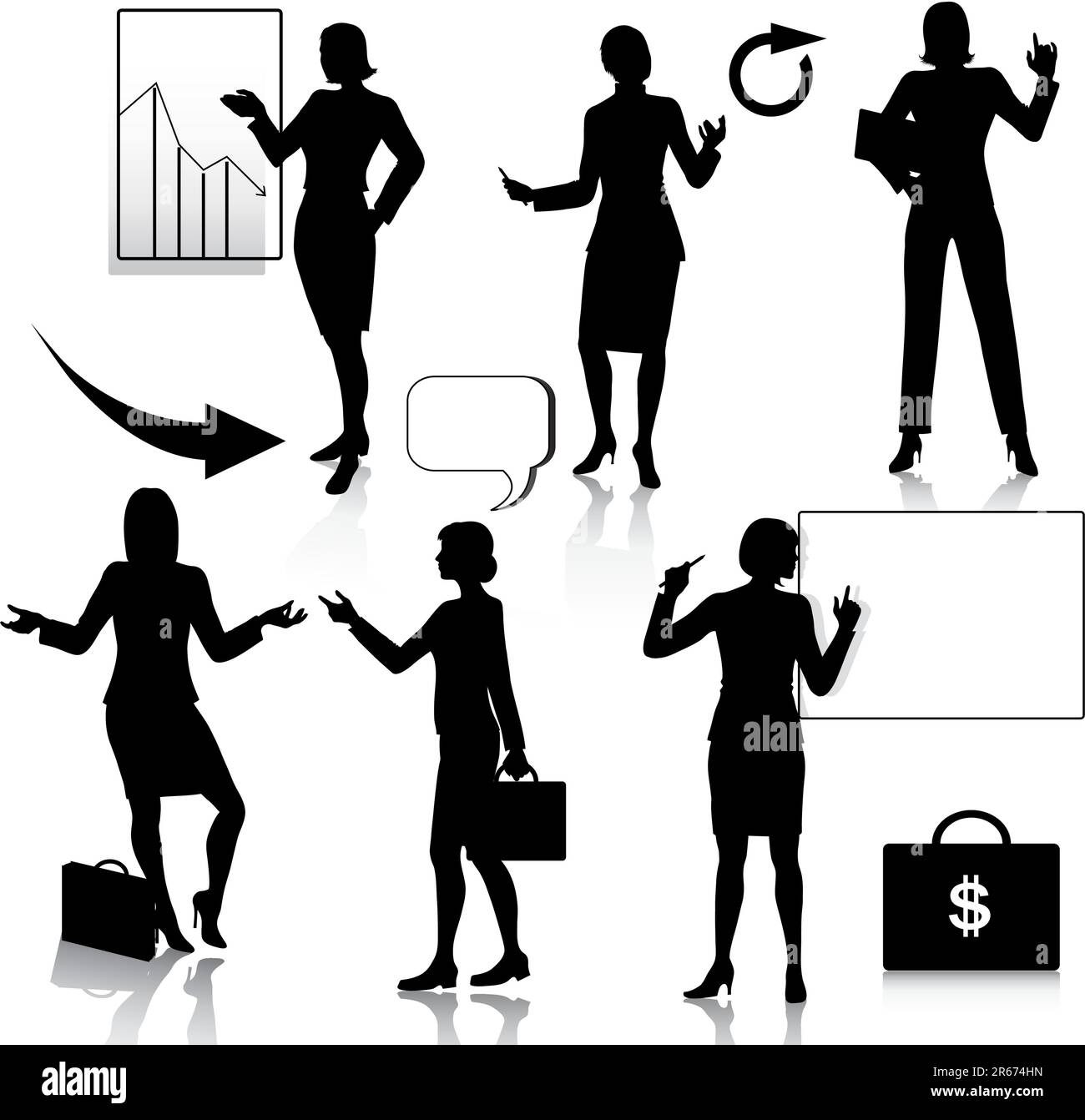 Vector silhouette set of business women Stock Vector Image & Art - Alamy