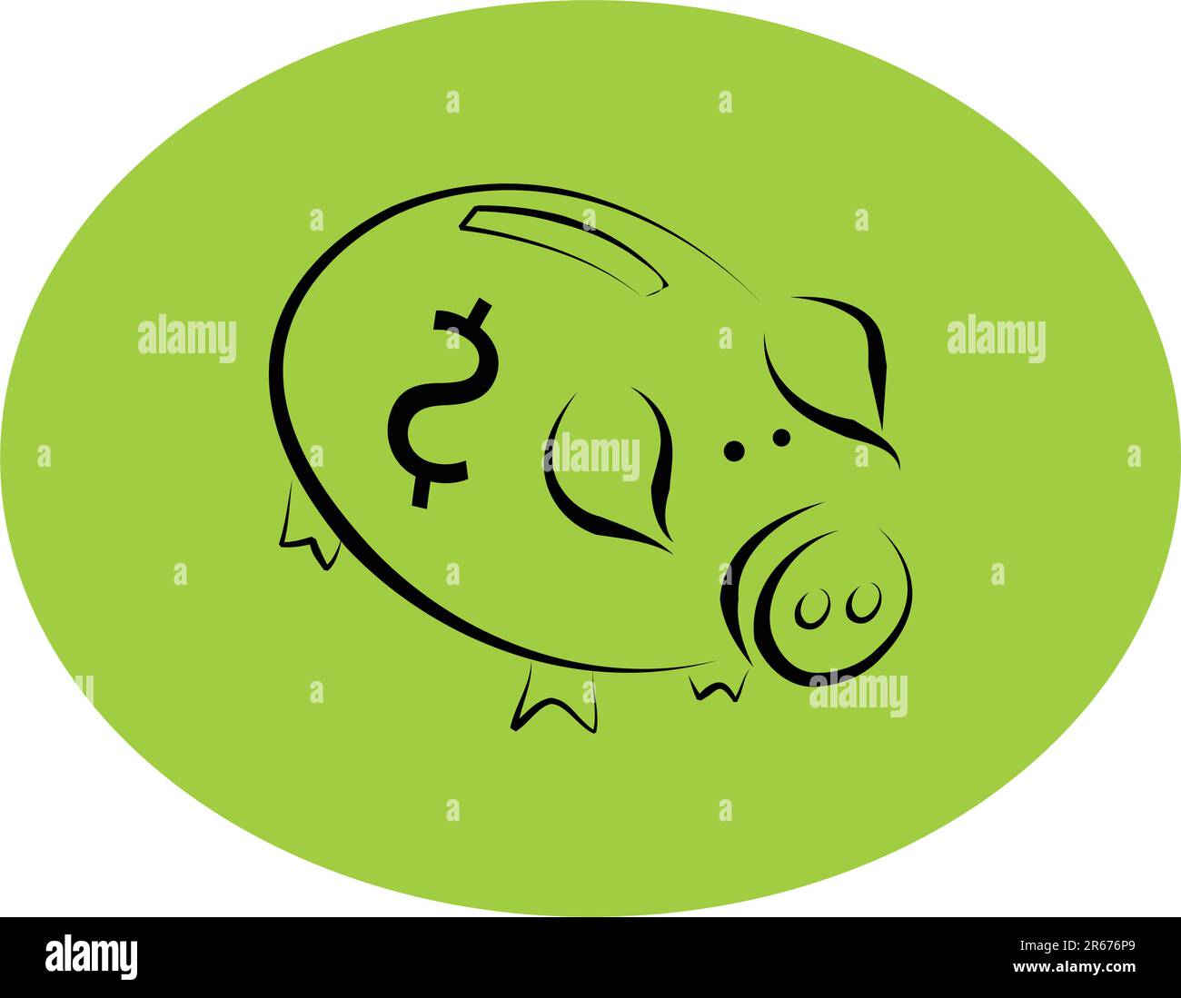 Illustration of a piggy bank with dollar sign on its side Stock Vector ...