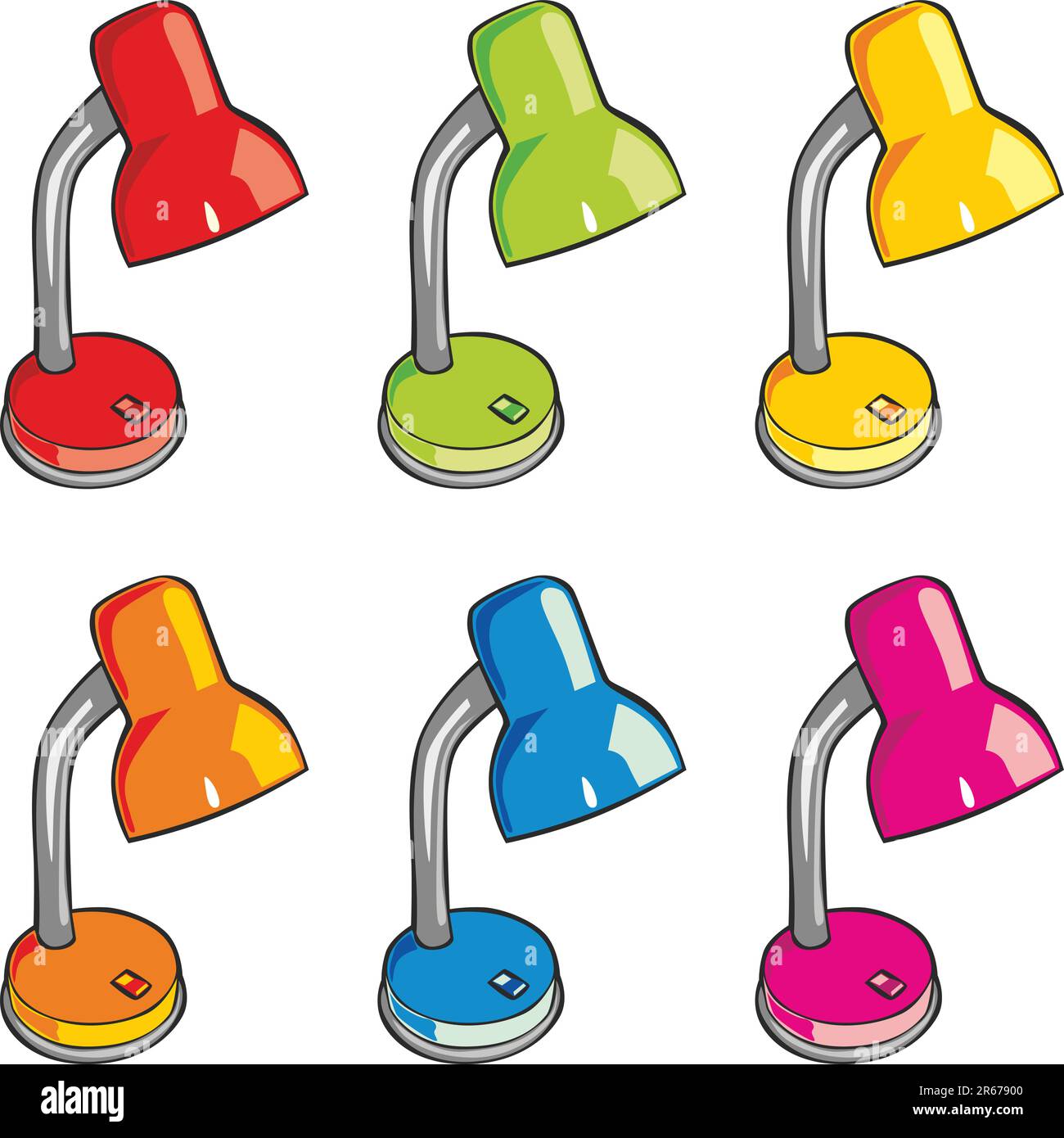Fully editable illustration of isolated desk lamps stock vector image