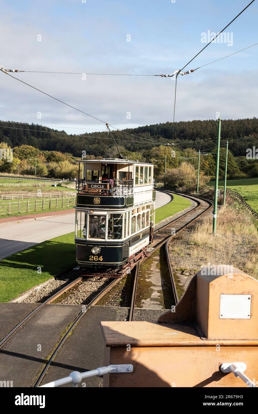 Sheffield 264 historic tram built by the United Electric Car Company of Preston for use in Sheffield now operational at  the Beamish Living museum. Stock Photo
