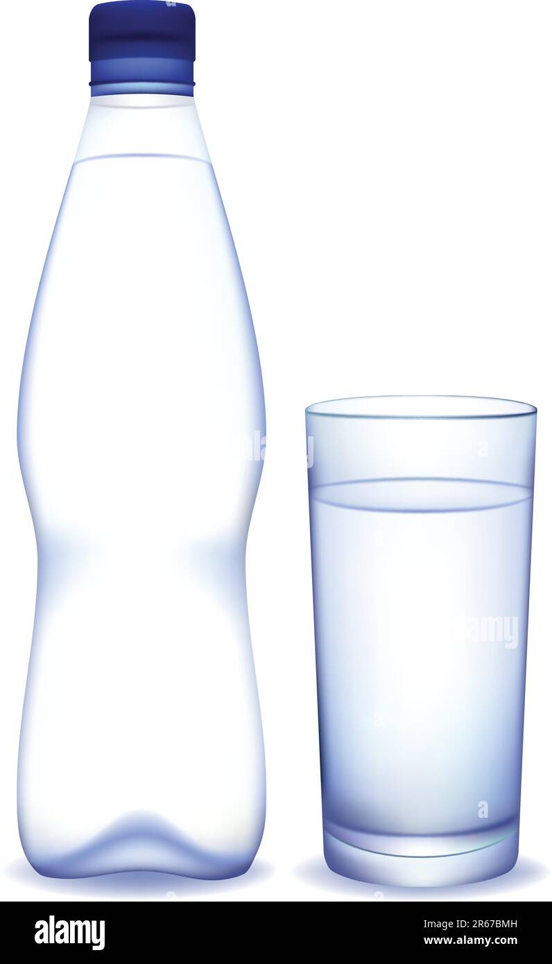 Bottle of water and glass. Vector illustration Stock Vector Image & Art