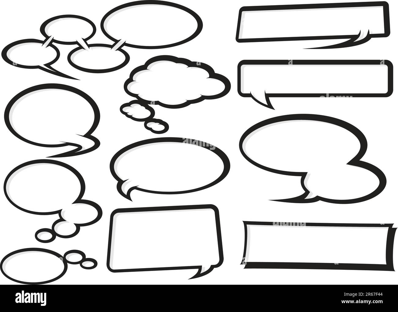 collection of fully editable funky cartoon style speech bubbles Stock