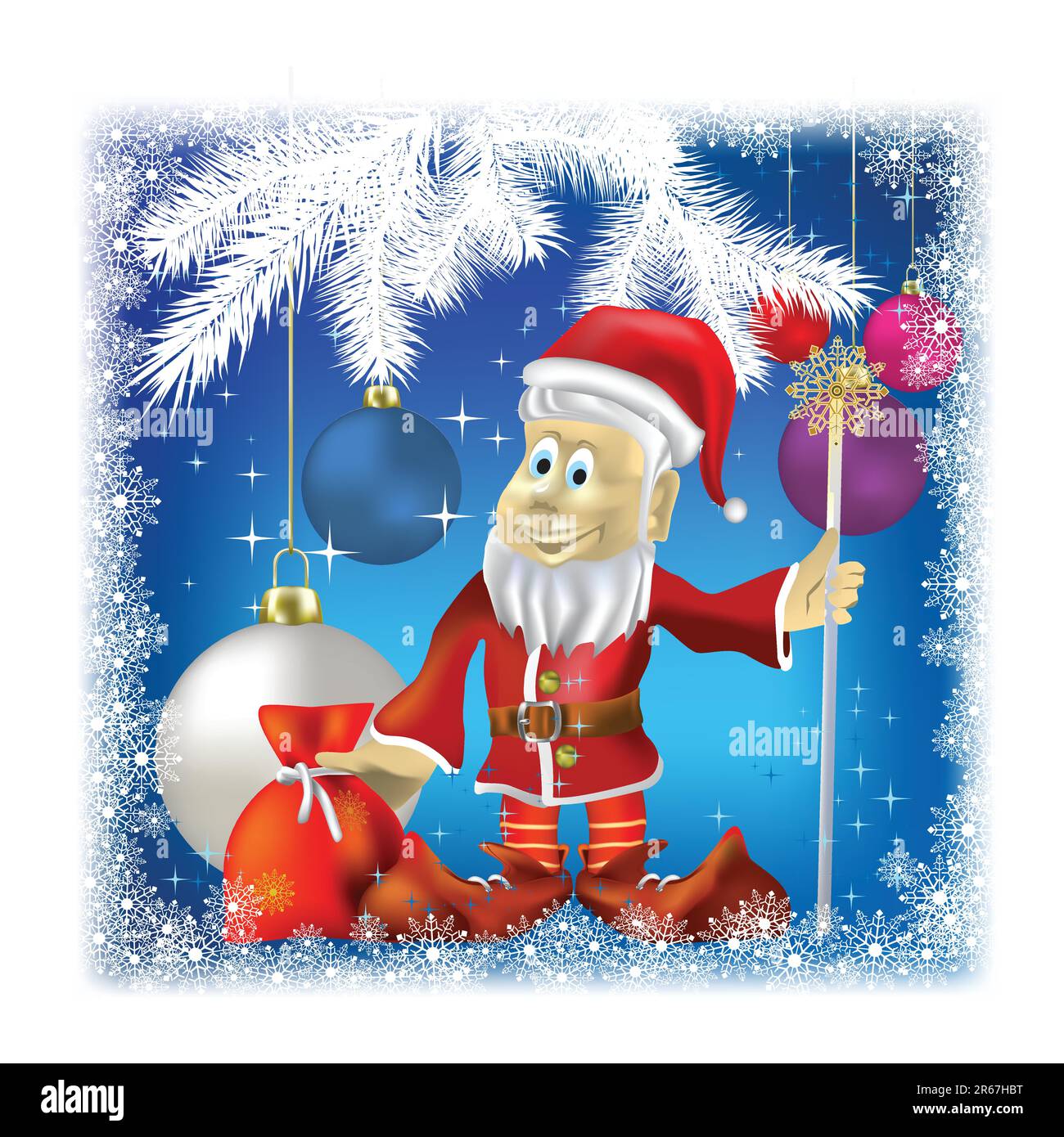 Santa Claus with gifts on blue background Stock Vector