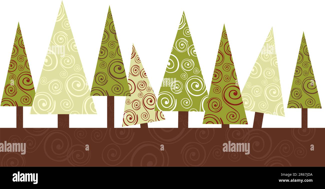 Vintage trees illustration Stock Vector Images - Alamy