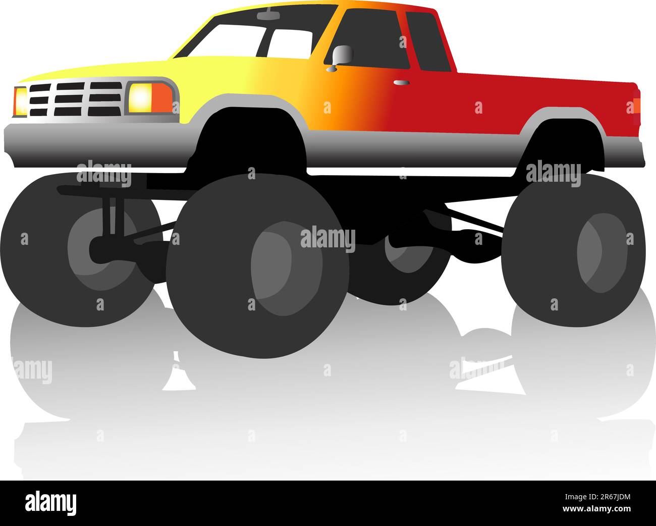 Monster Truck Vector Cartoon Vehicle or Car and Extreme Transport  Illustration Set of Heavy Monstertruck with Large Stock Vector -  Illustration of fire, cartoon: 118152663