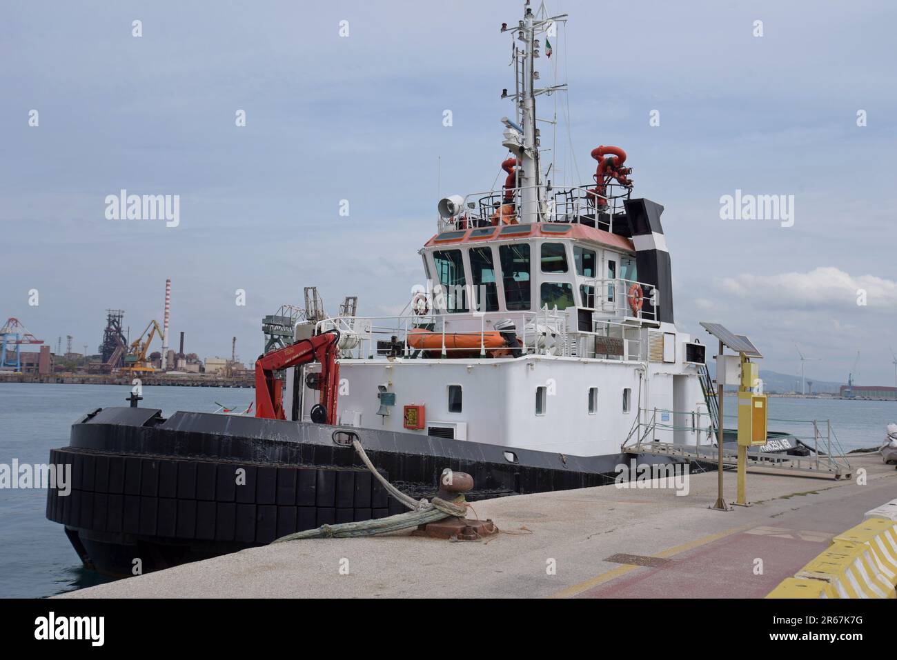 The tractor Tug Francesca Neri owned by Neri Group Marine Services, docked in the harbour at Piombino, Livorno, Italy, April 2023 Stock Photo