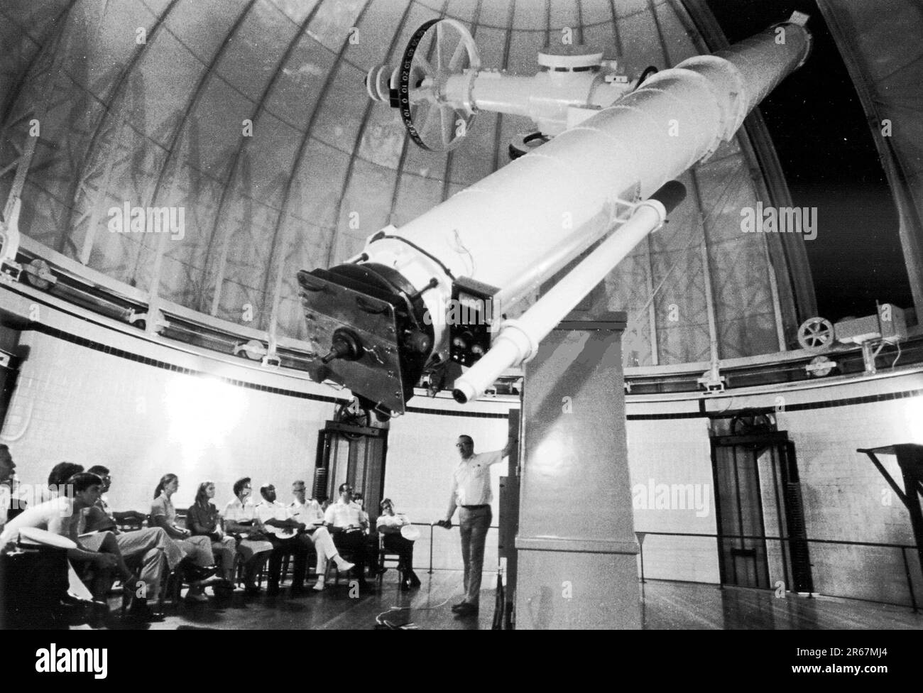 The telescope used to discover the Martian moons, two moons of Mars, Deimos and Phobos, in 1877. United States Naval Observatory Stock Photo