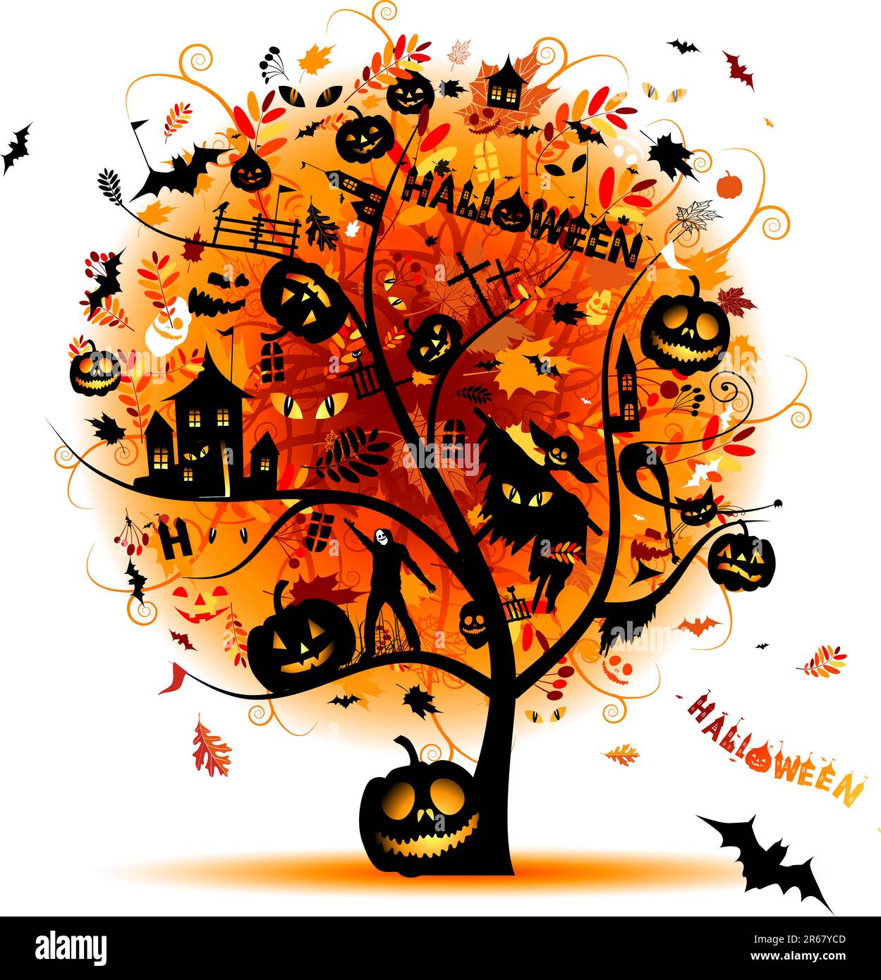 halloween-night-party-concept-tree-for-your-design-stock-vector-image