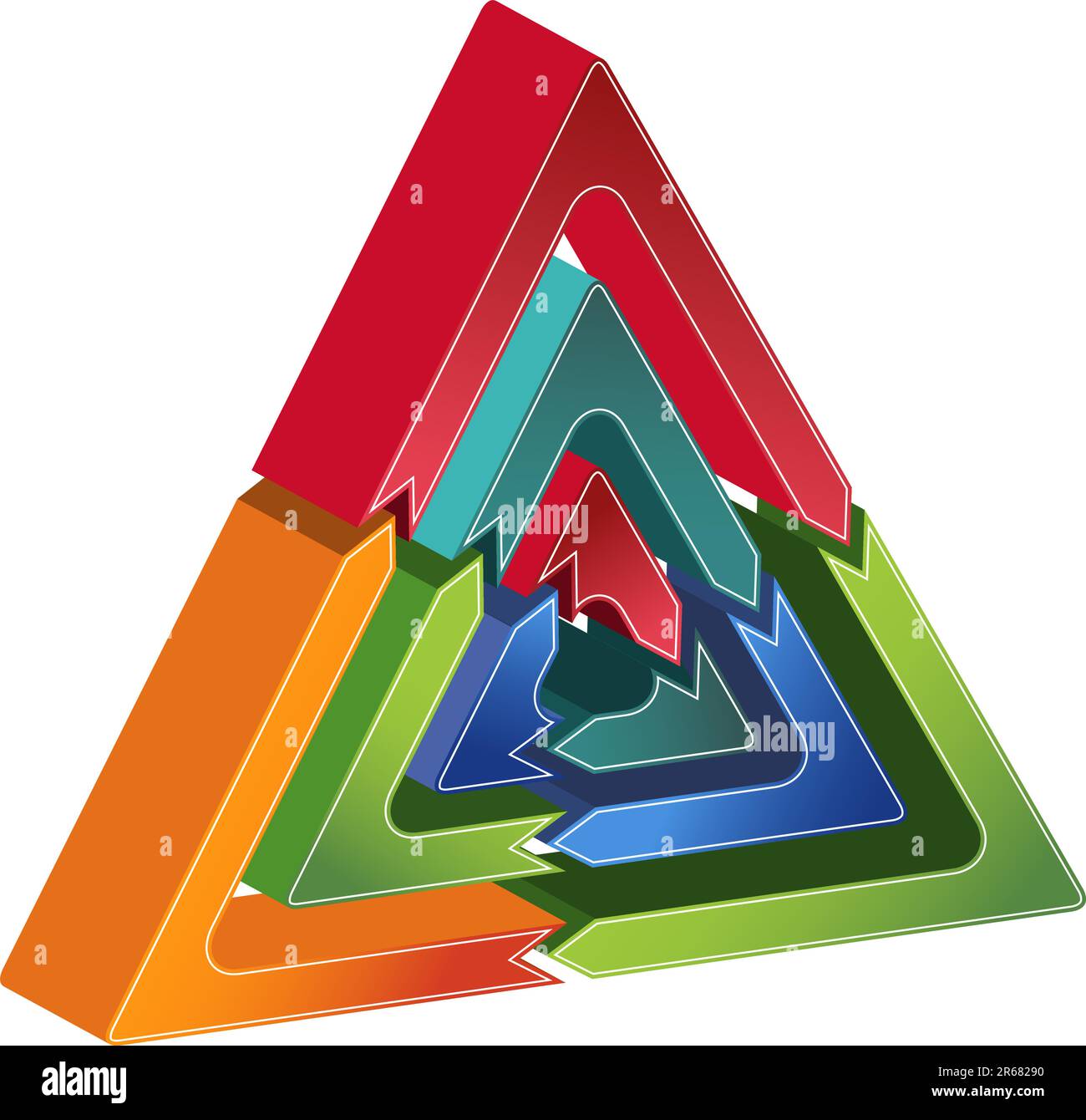 3D triangular business diagram with roating arrows Stock Vector Image