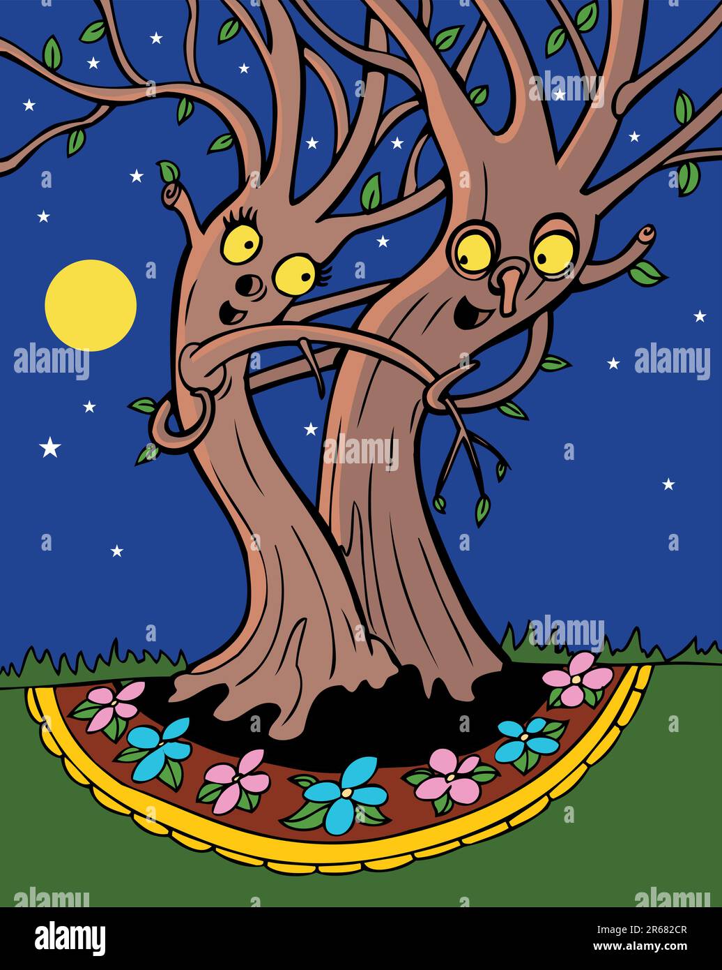 Cartoon image of two trees dancing Stock Vector Image & Art Alamy