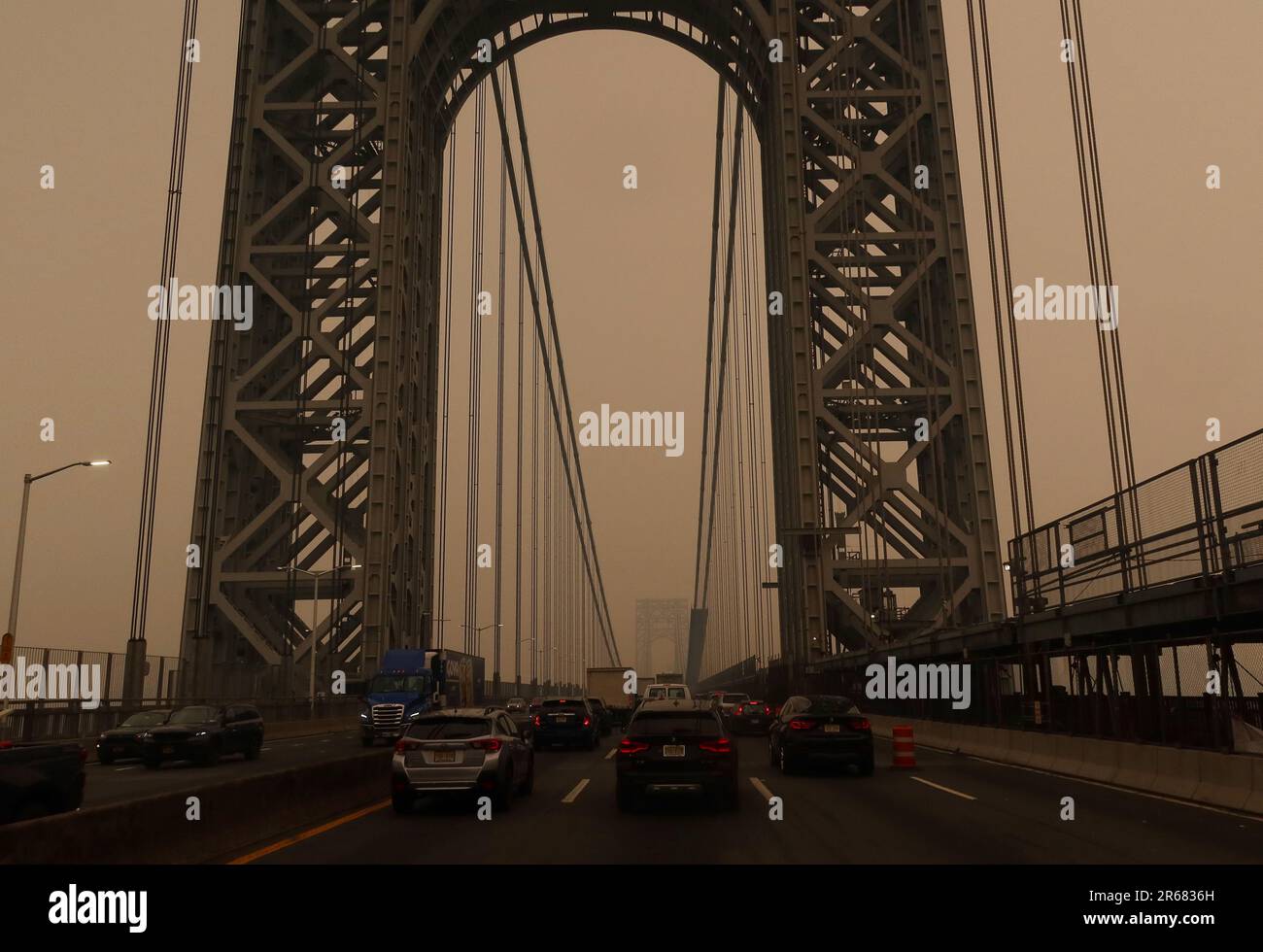 New York, United States. 07th June, 2023. Cars cross the